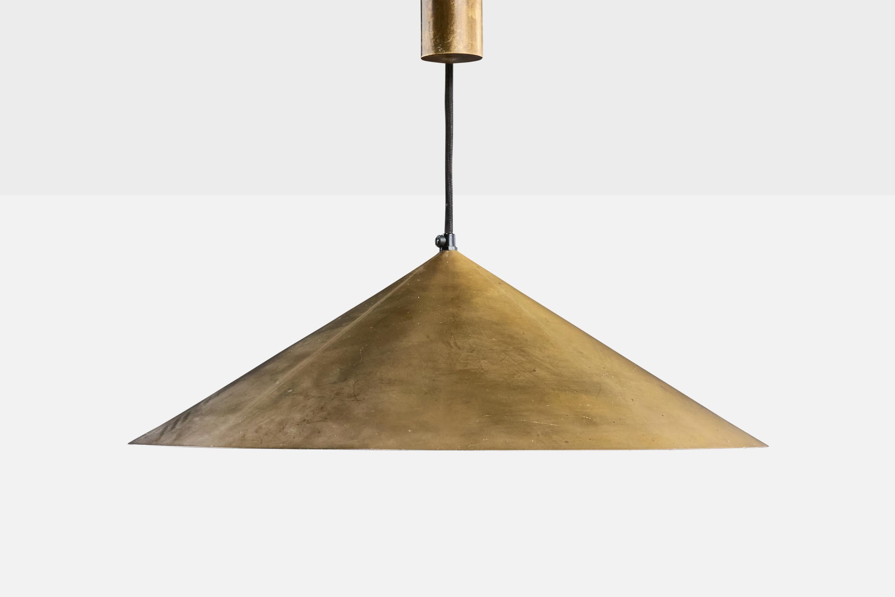 T.H. Valentiner, Pendant Light, Brass, Denmark, 1960s In Good Condition For Sale In High Point, NC