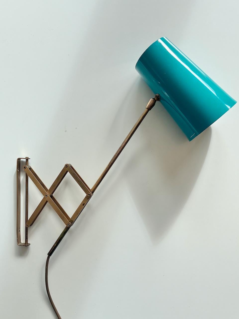 T.H. Valentiner wall lamp brass Made in Denmark 1960's For Sale 3