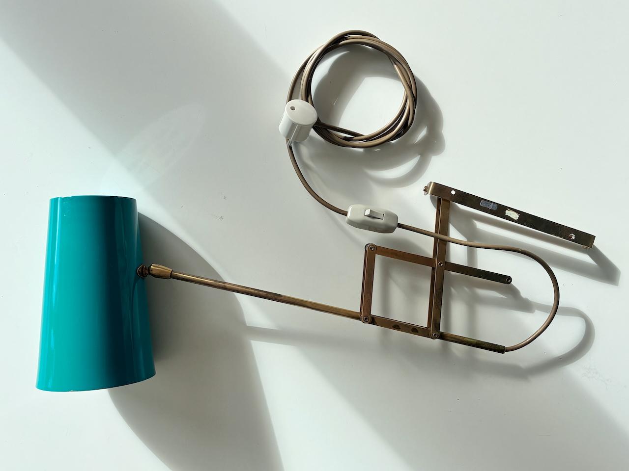 T.H. Valentiner wall lamp brass Made in Denmark 1960's For Sale 4