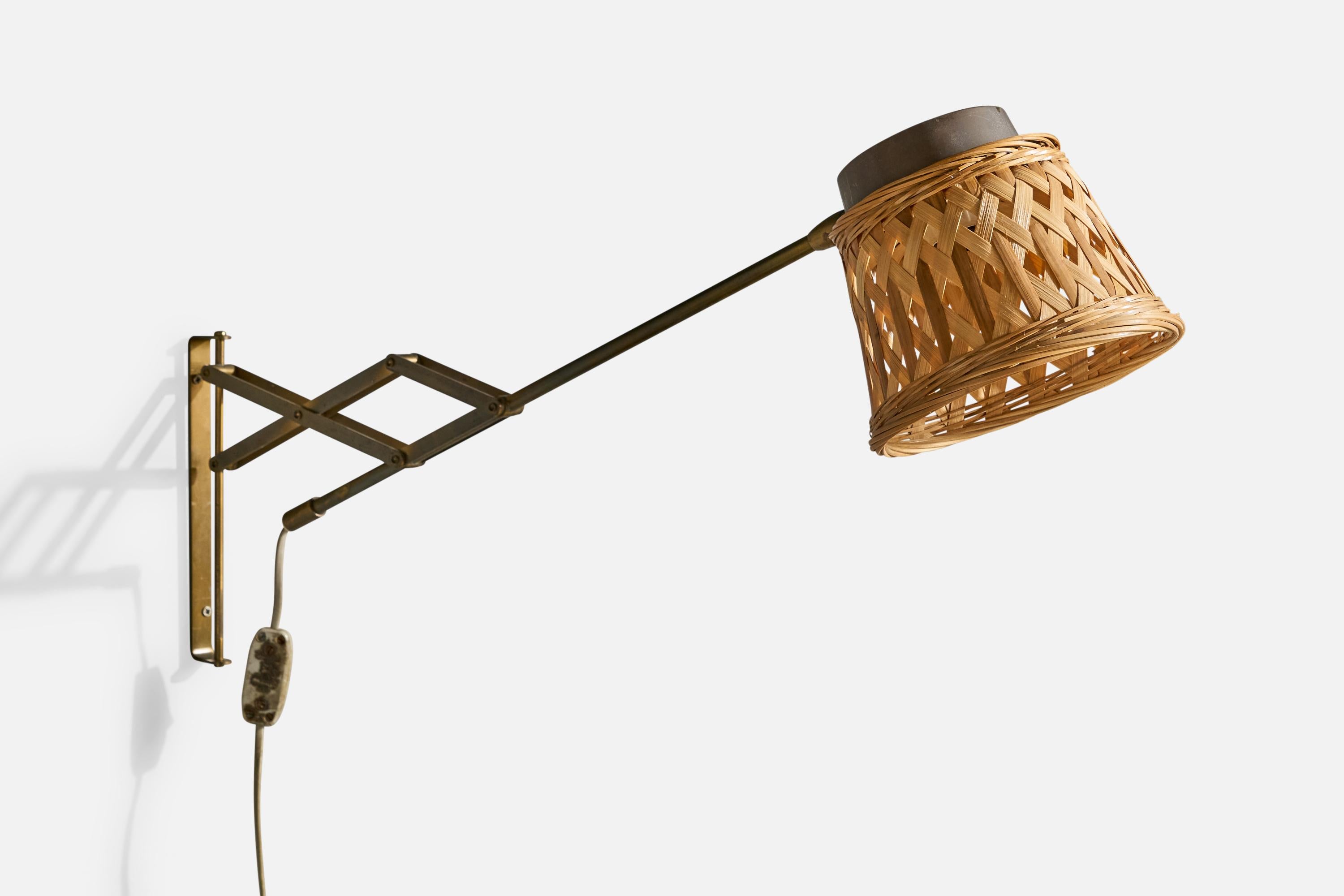 T.H. A. Valentin, Applique, Ottone, Rattan, Danimarca, anni '50 In condizioni buone in vendita a High Point, NC
