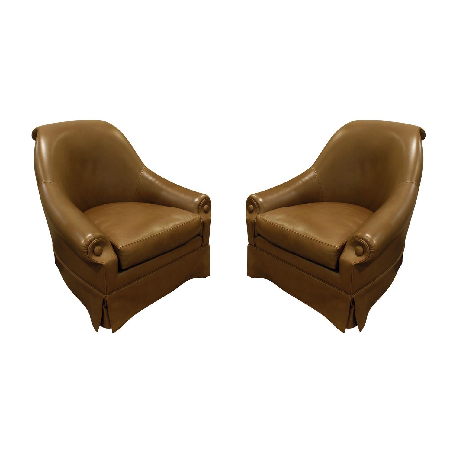 Thad Hayes Custom Pair of Barrel Back Lounge Chairs, 2000