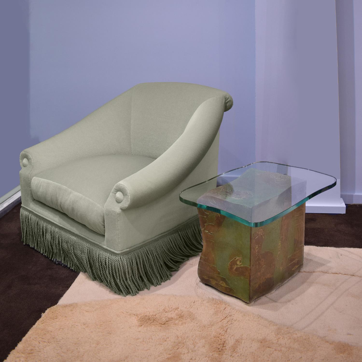 Mohair Thad Hayes Custom Swivel Lounge Chair for the Gibson Residence NYC, 1998