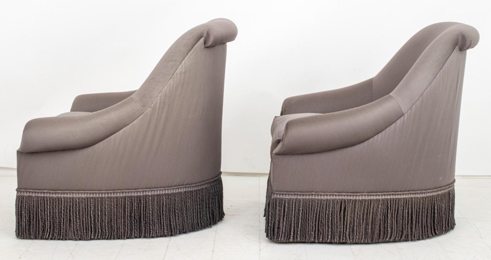 Silk Thad Hayes Designed Swivel Arm Chairs, 2 For Sale
