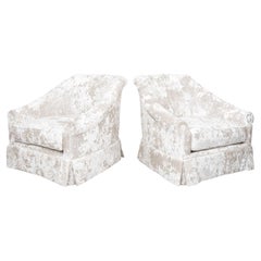 Thad Hayes Designed Velvet Swivel Armchairs, Pair