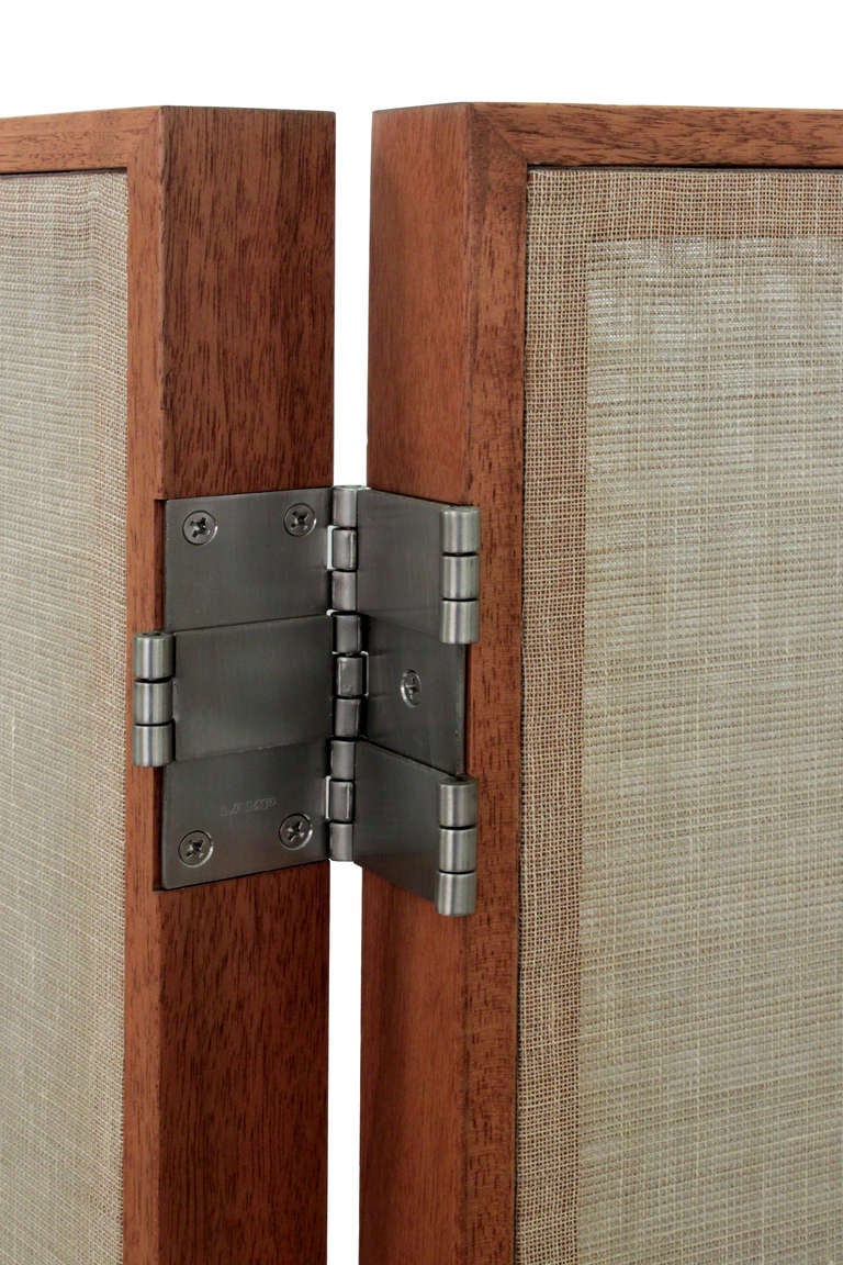 American Thad Hayes Pair of Screens with Sheer Linen Panels 1990s