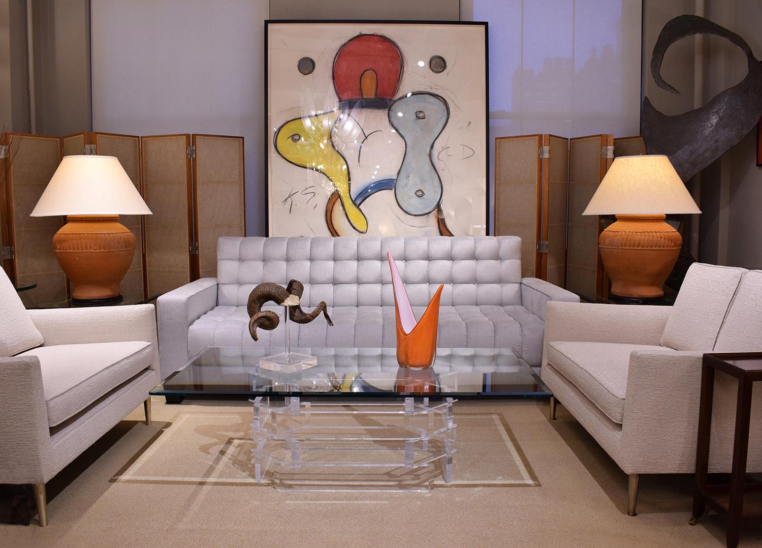 Thad Hayes Pair of Screens with Sheer Linen Panels 1990s In Excellent Condition In New York, NY