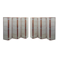 Thad Hayes Pair of Screens with Sheer Linen Panels 1990s