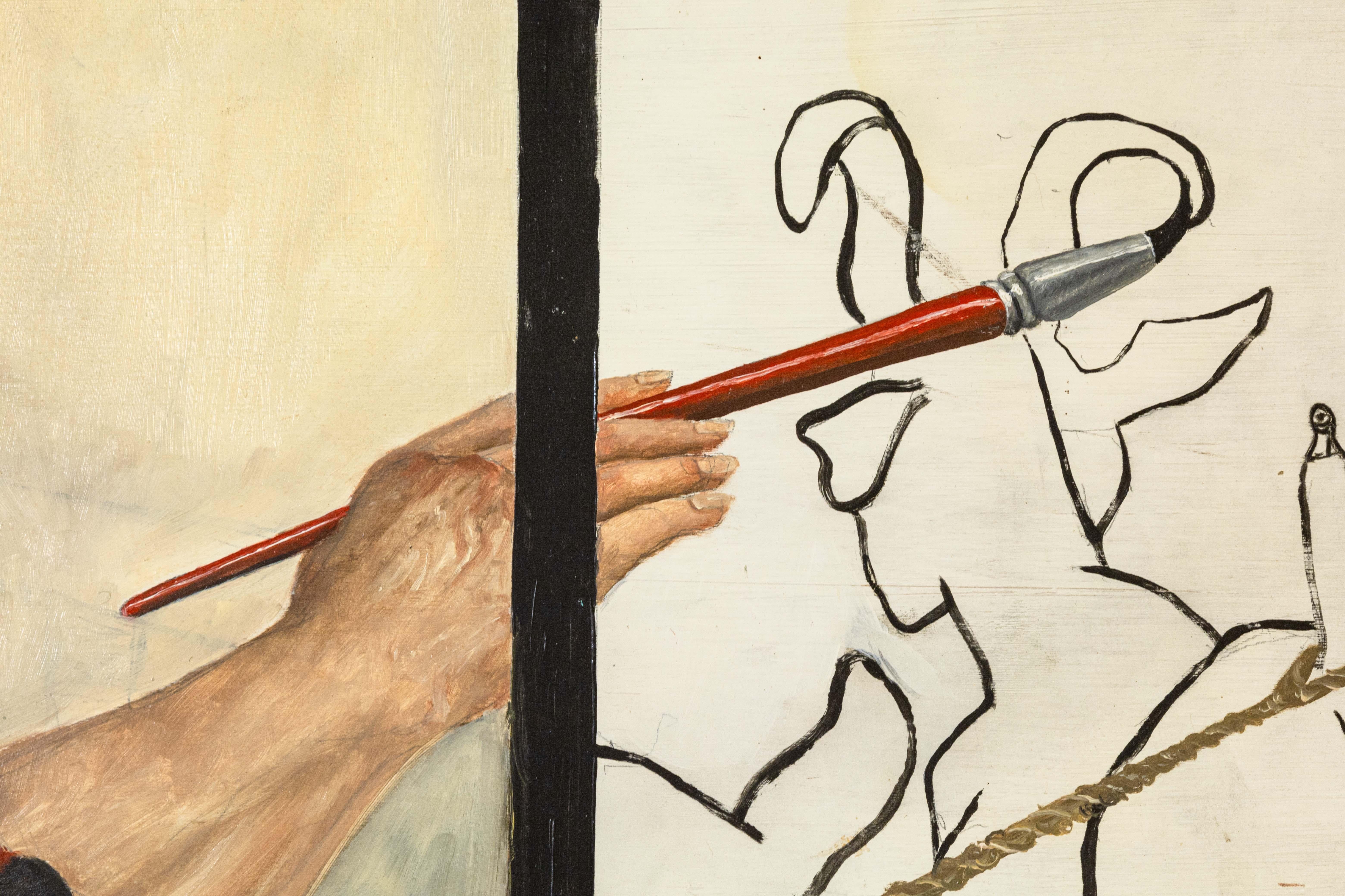Thad Miller Picasso en el caballete Cuadro al óleo firmado Serie Somerset 1977 Enmarcado Pintura en venta