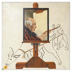Thad Miller Picasso in the Easel Signed Oil Painting Somerset Series 1977 Framed