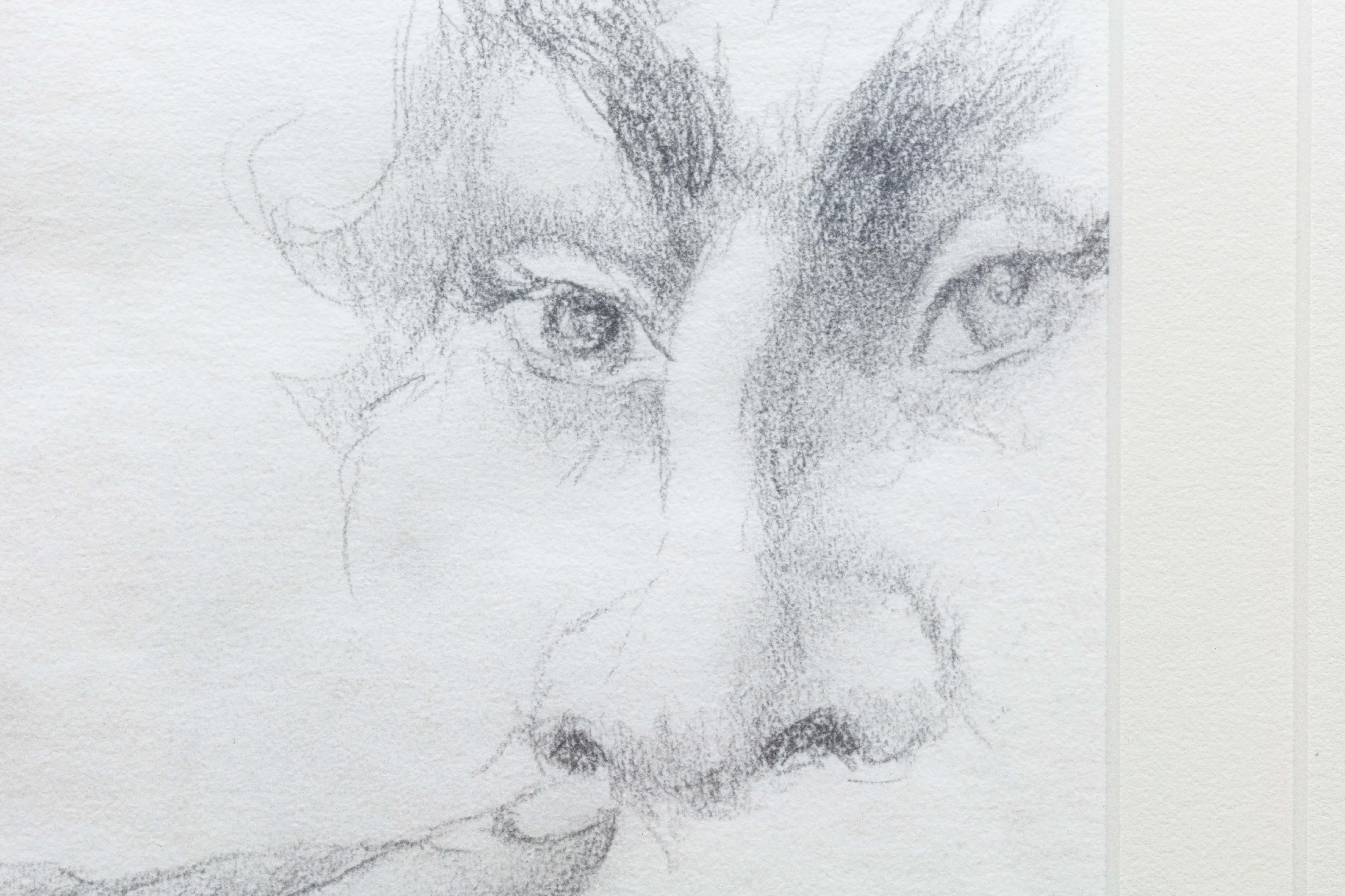 20ième siècle A Miller Signed Modern Figurative Signed Pencil Drawing on Paper Framed Art en vente