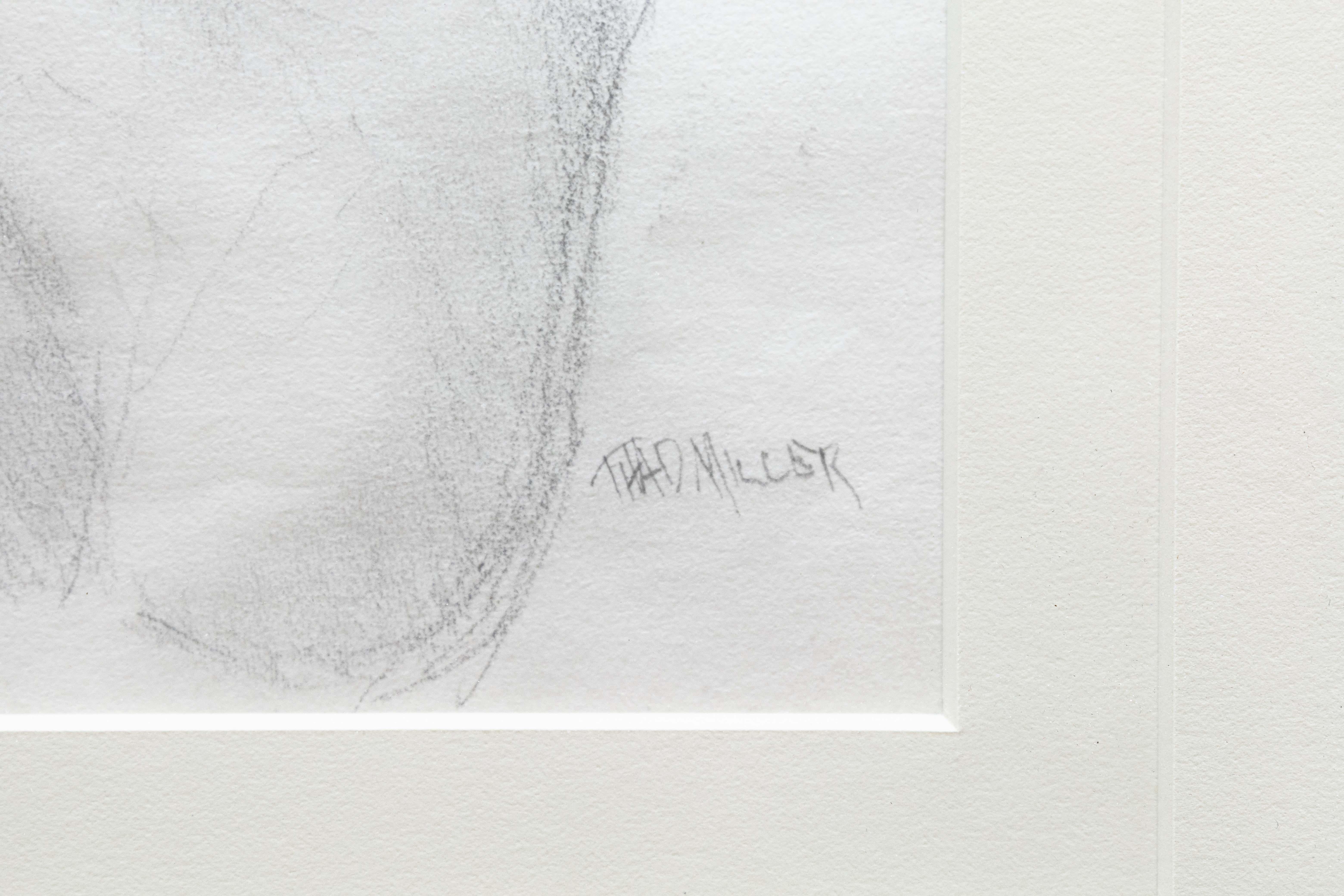 A Miller Signed Modern Figurative Signed Pencil Drawing on Paper Framed Art en vente 1