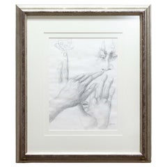 A Miller Signed Modern Figurative Signed Pencil Drawing on Paper Framed Art
