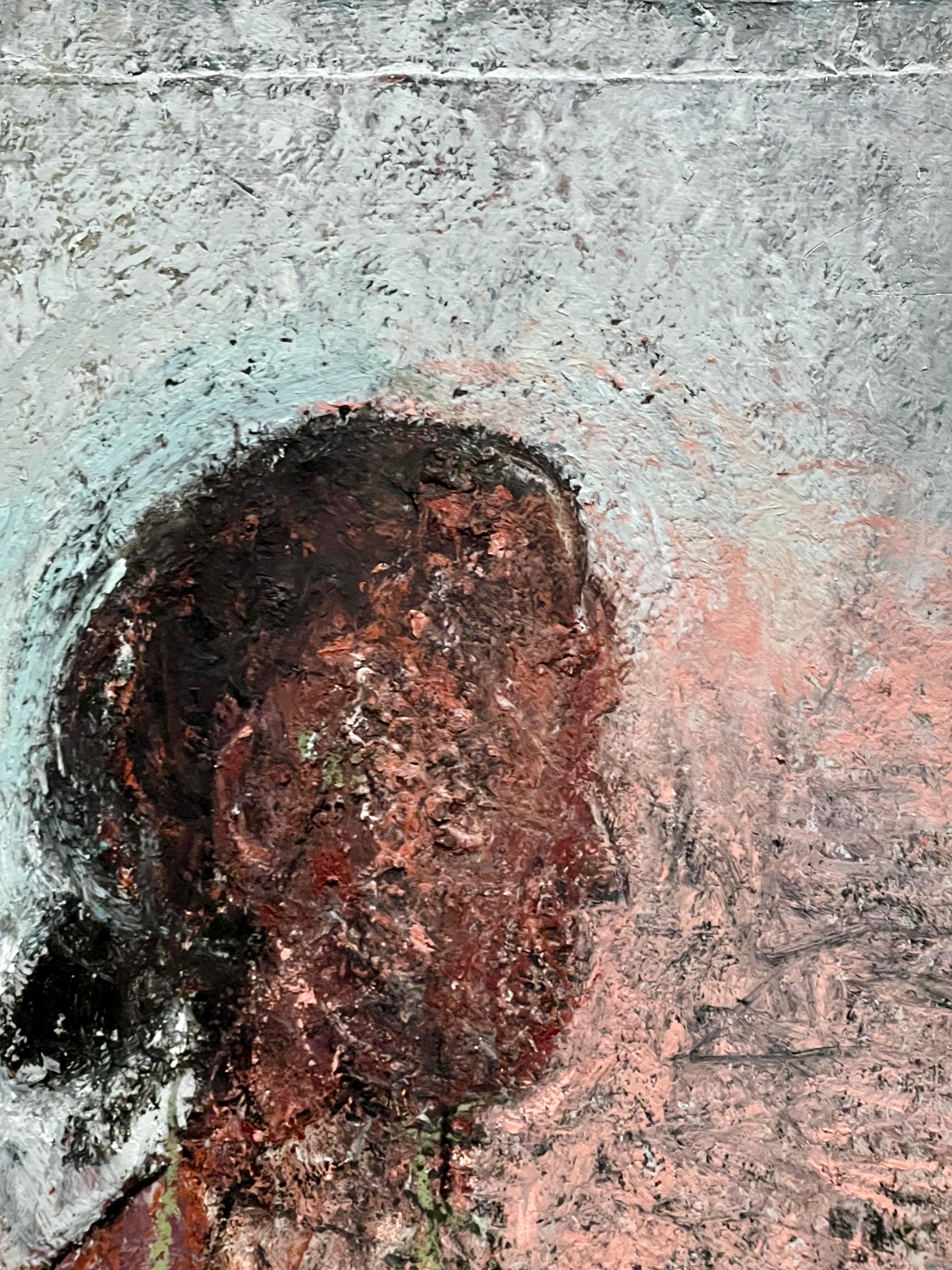 Female Figure (Grau), Figurative Painting, von Thaddeus Radell