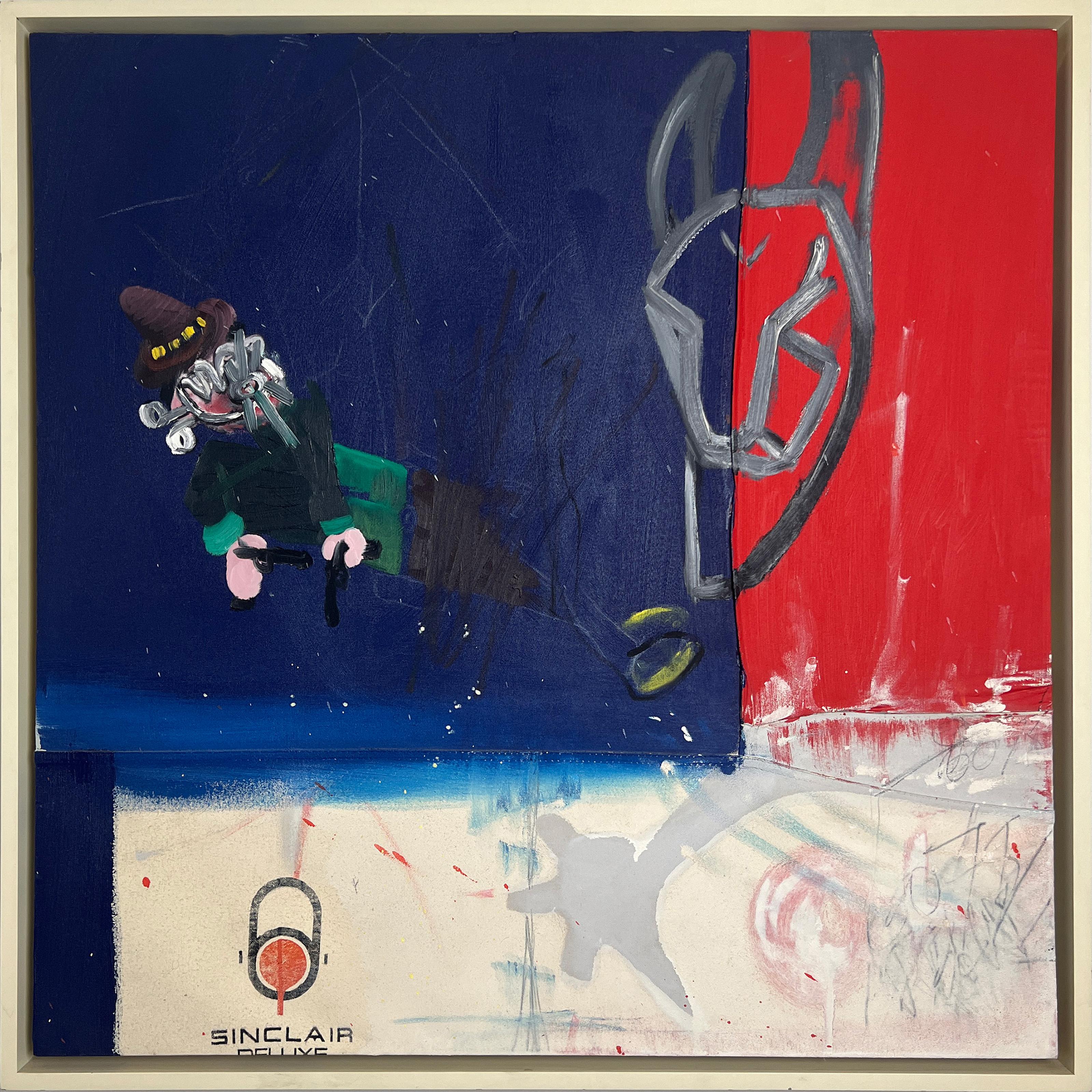 Thaddeus Strode, americano (1964 - ) - Deluxe, Anno:  1988, Medio:  Tecnica mista su tela, firmata, Dimensioni:  36 x 36 pollici (91,44 x 91,44 cm), Dimensioni della cornice:  38 x 38 pollici 