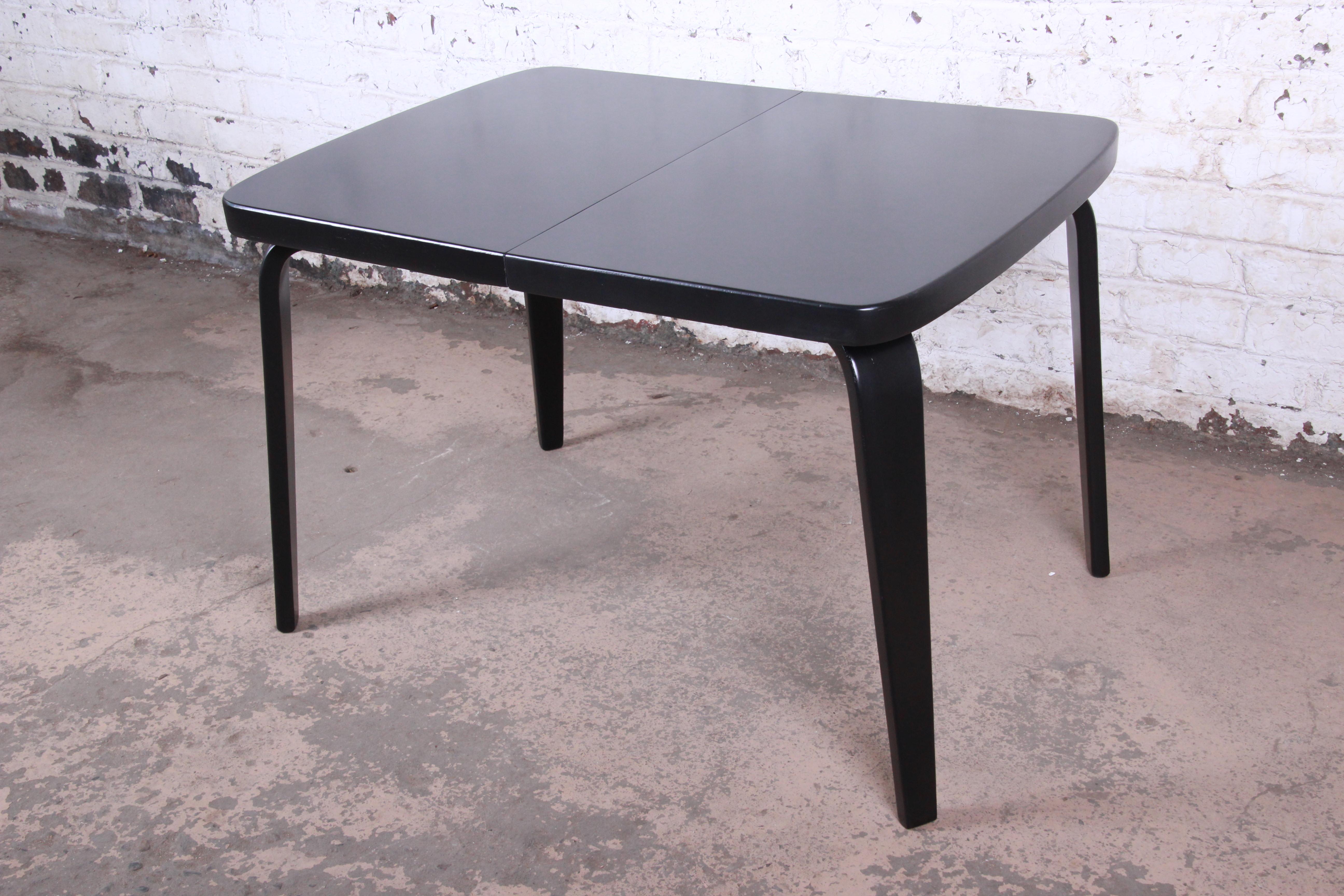 Thaden Jordan Black Lacquered Bentwood Birch Extension Dining Table, 1940s 4