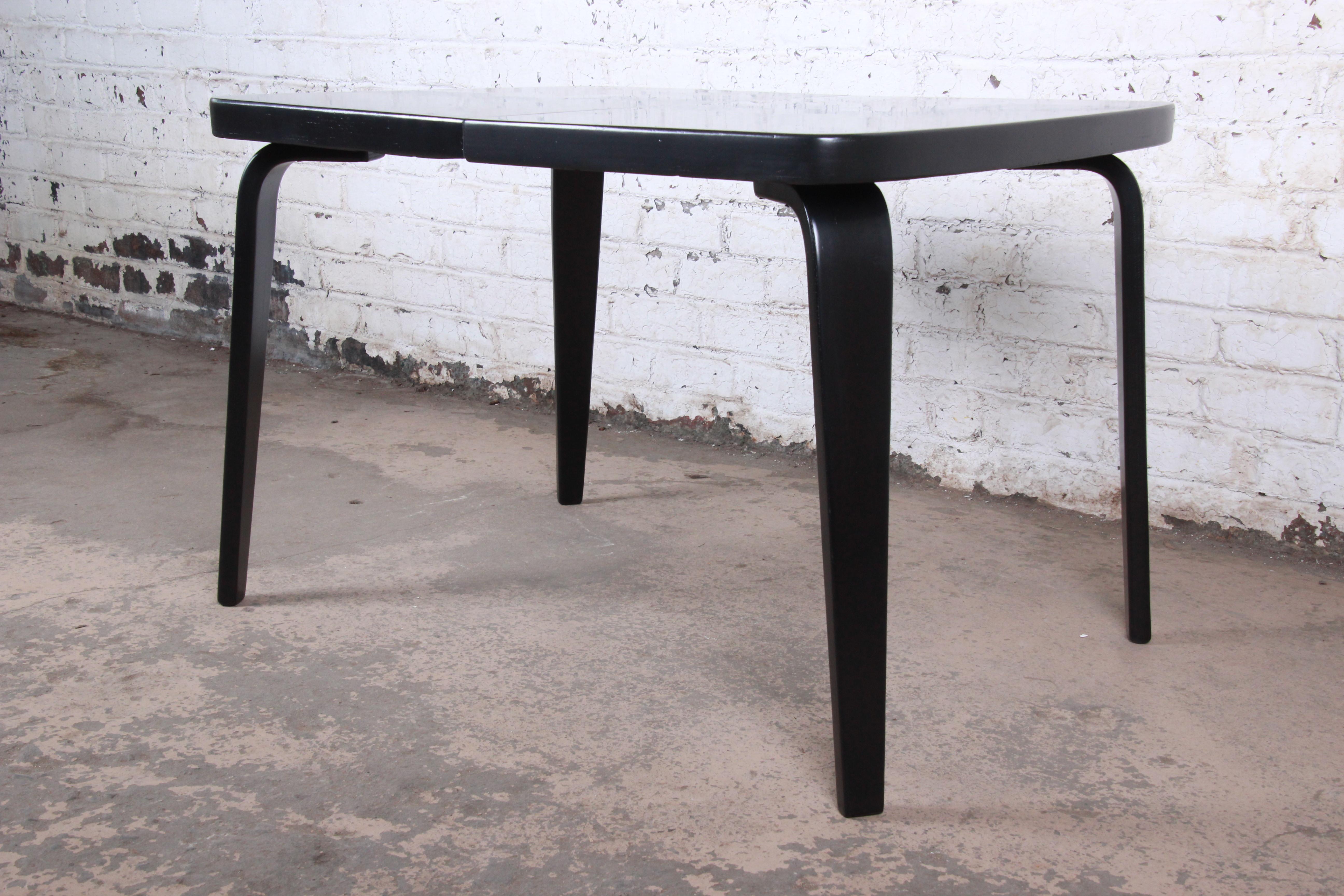 Thaden Jordan Black Lacquered Bentwood Birch Extension Dining Table, 1940s 5
