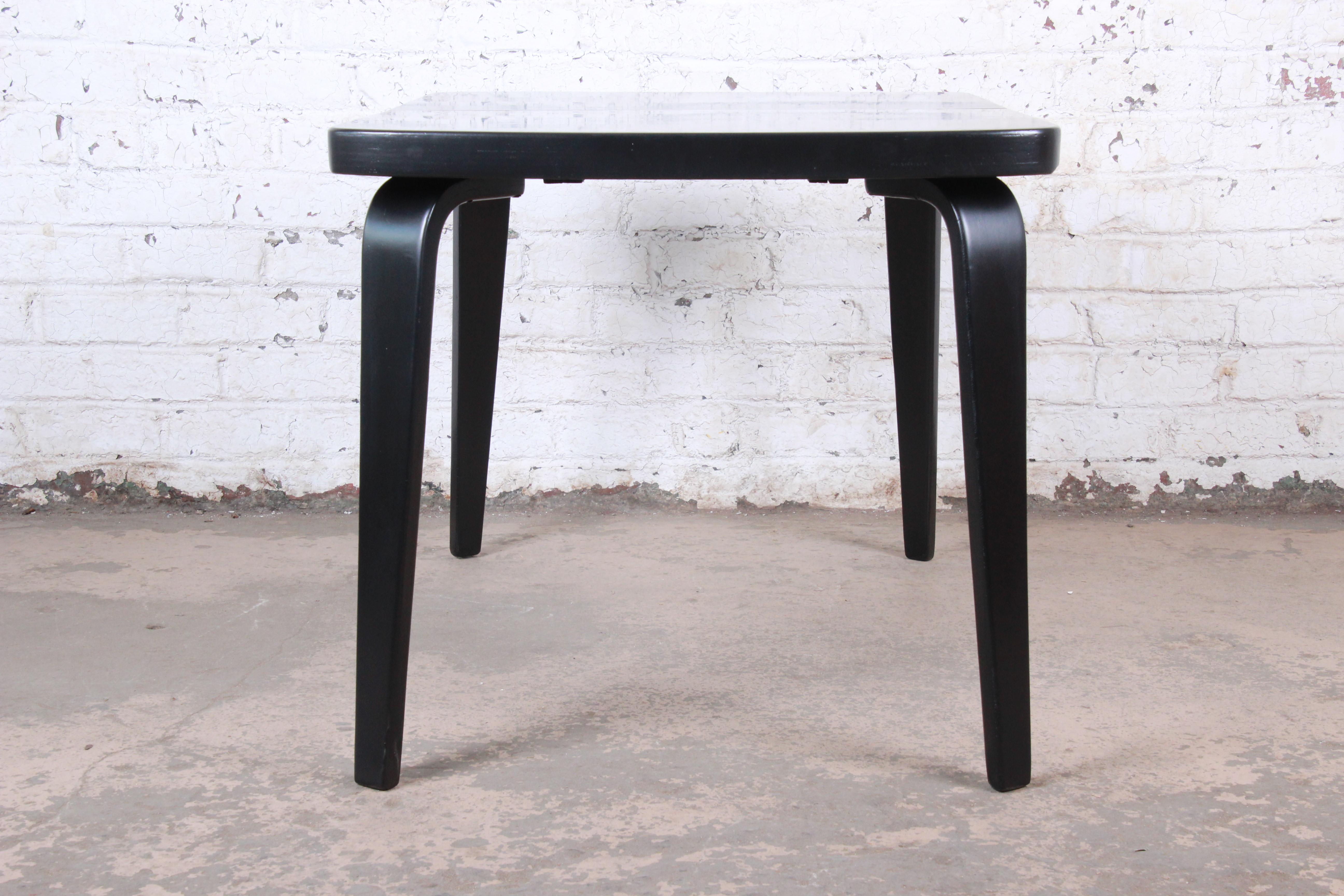 Thaden Jordan Black Lacquered Bentwood Birch Extension Dining Table, 1940s 7