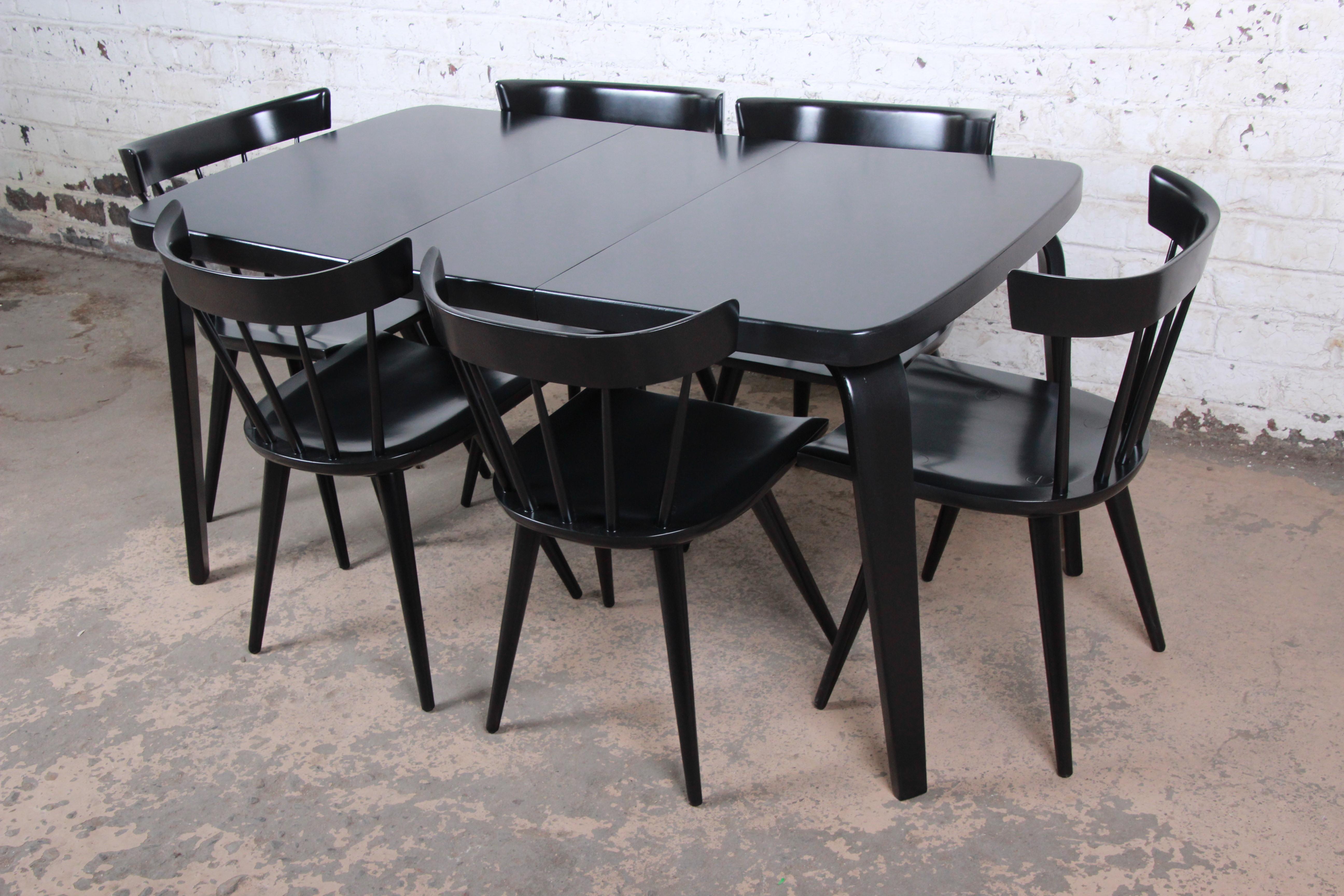 Thaden Jordan Black Lacquered Bentwood Birch Extension Dining Table, 1940s 8
