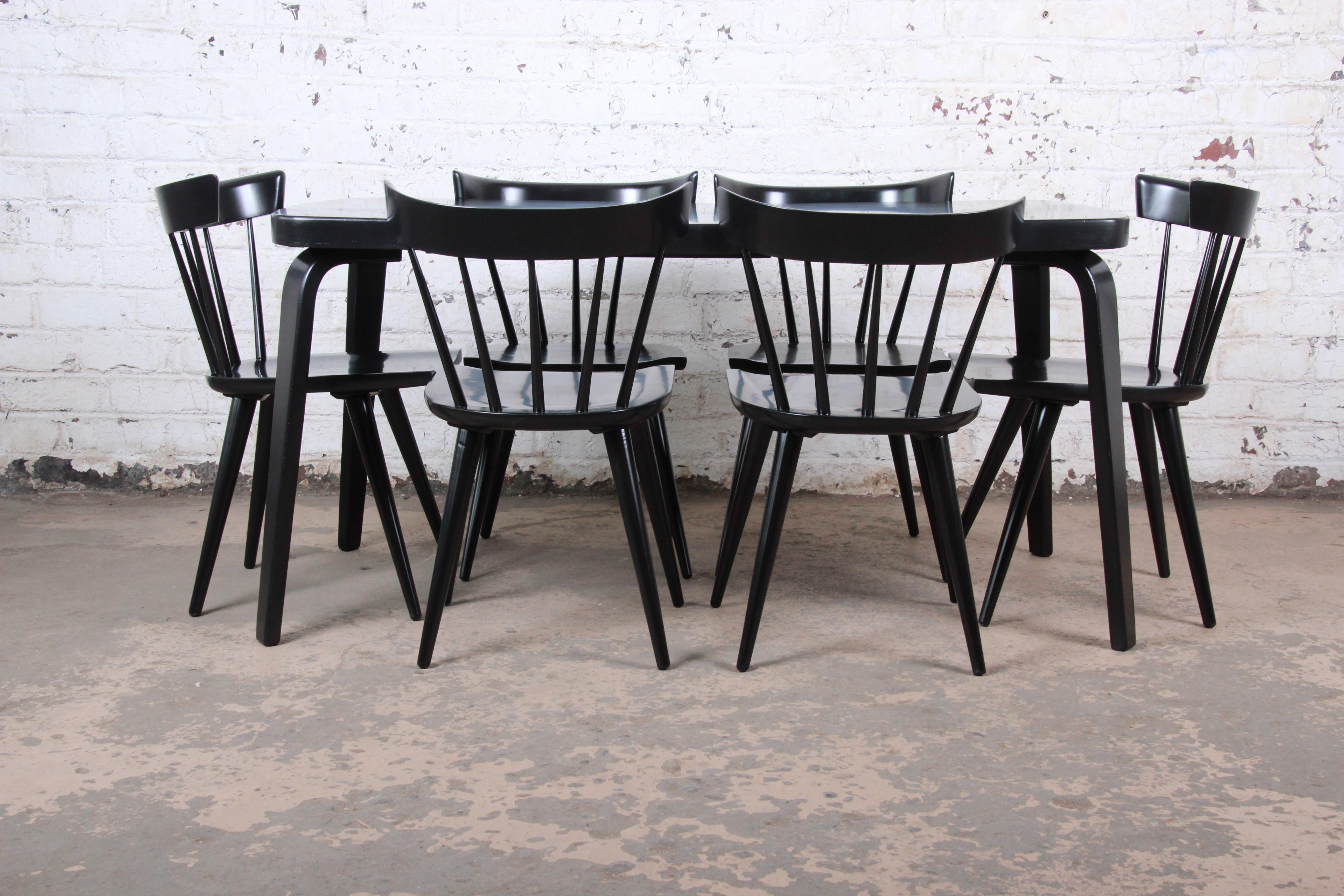 Thaden Jordan Black Lacquered Bentwood Birch Extension Dining Table, 1940s 9