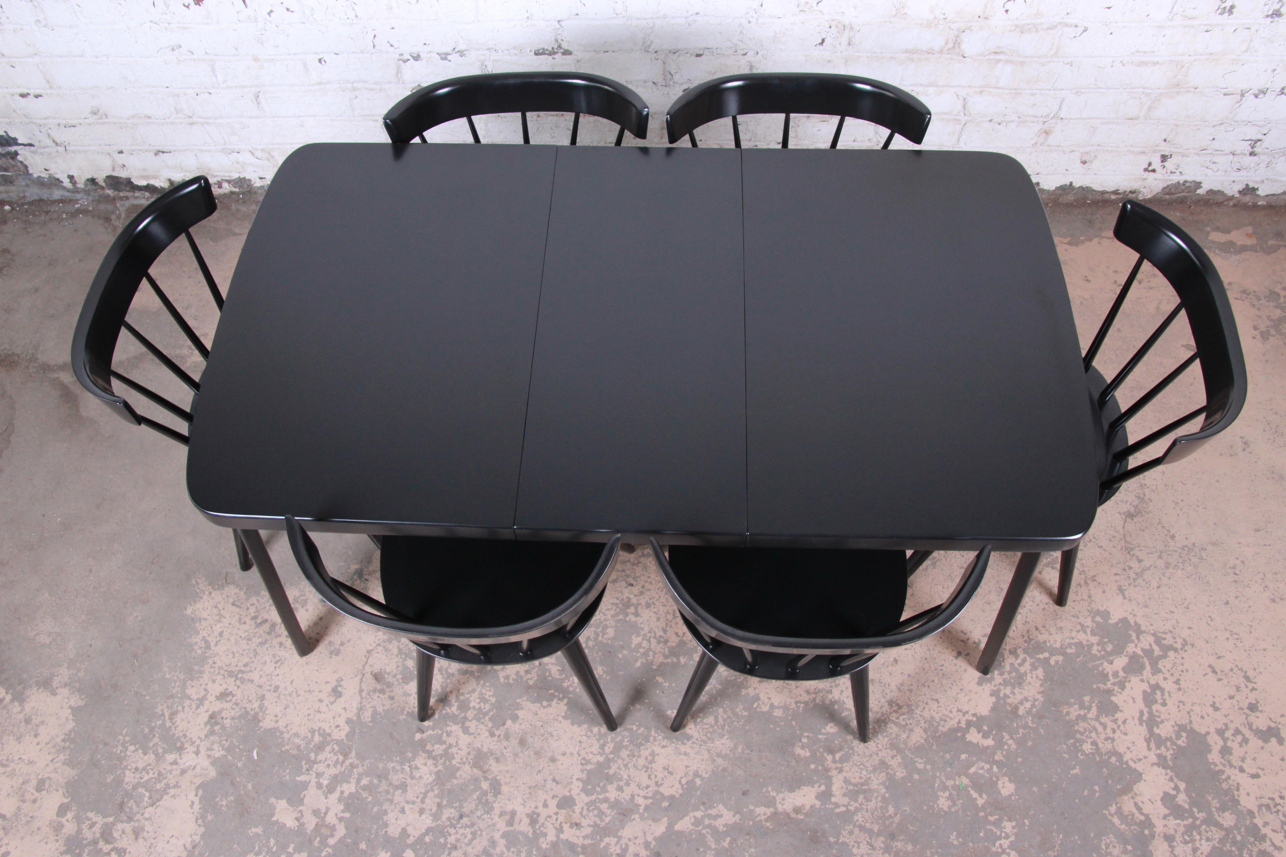 Thaden Jordan Black Lacquered Bentwood Birch Extension Dining Table, 1940s 10