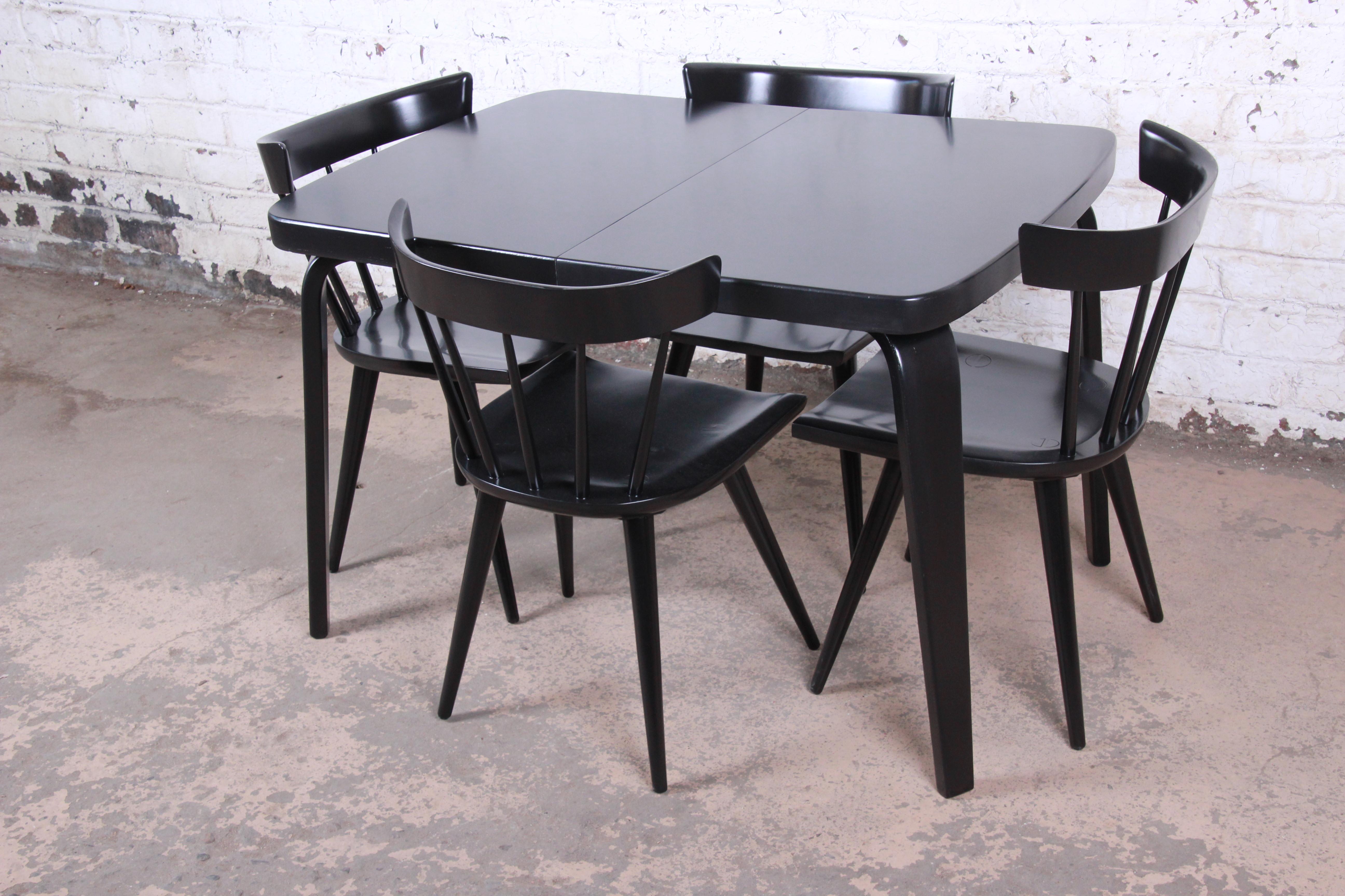 Thaden Jordan Black Lacquered Bentwood Birch Extension Dining Table, 1940s 11