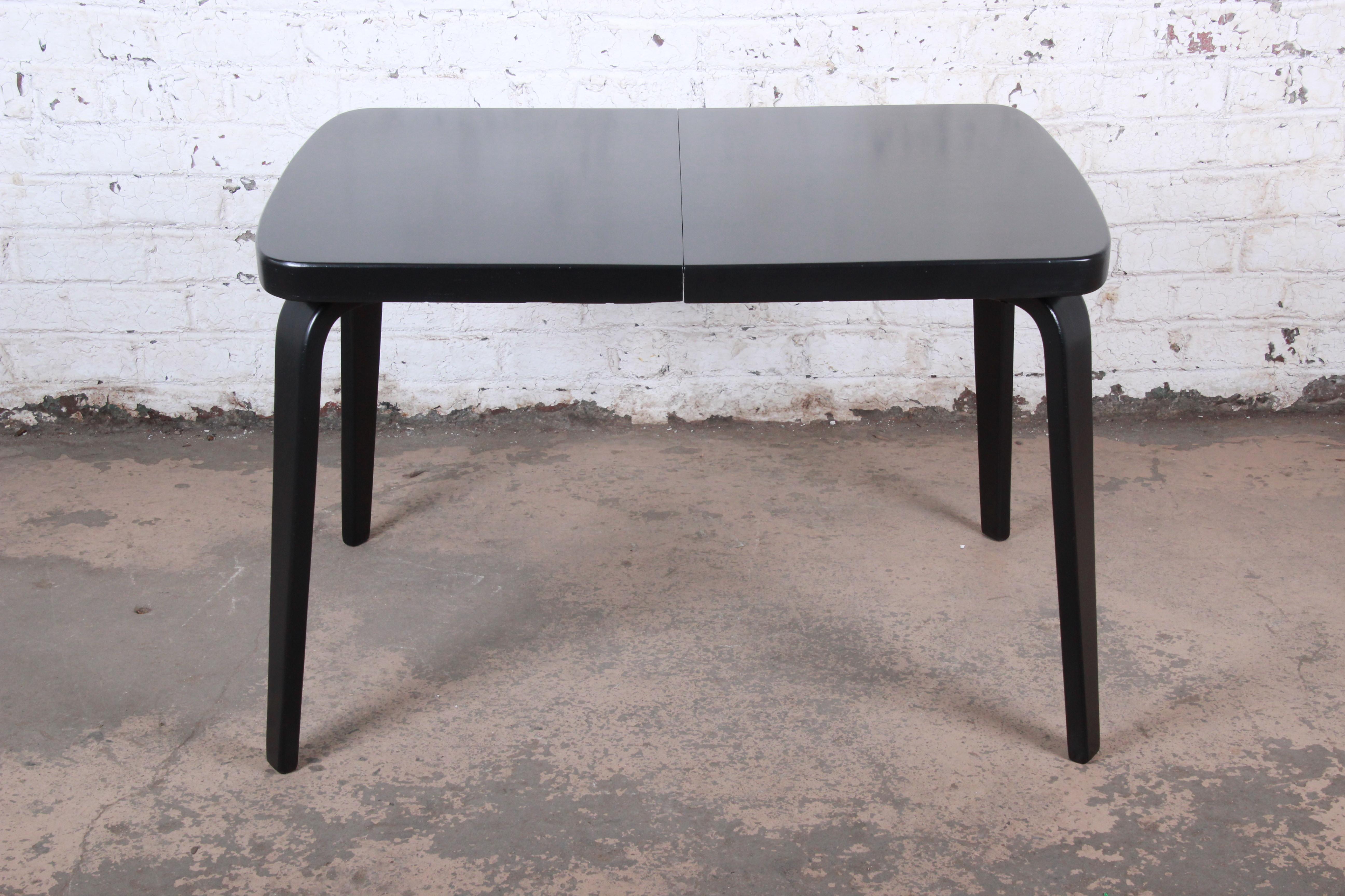 Thaden Jordan Black Lacquered Bentwood Birch Extension Dining Table, 1940s 3