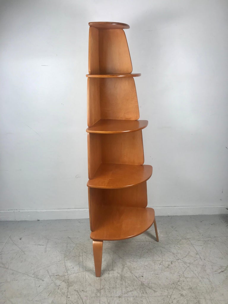ThadenJordan Plywood Tiered Corner Shelf, 1940s Modernist, Herbert Von