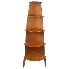 Thaden-Jordan Plywood Tiered Corner Shelf, 1940s Modernist, Herbert Von Thayden