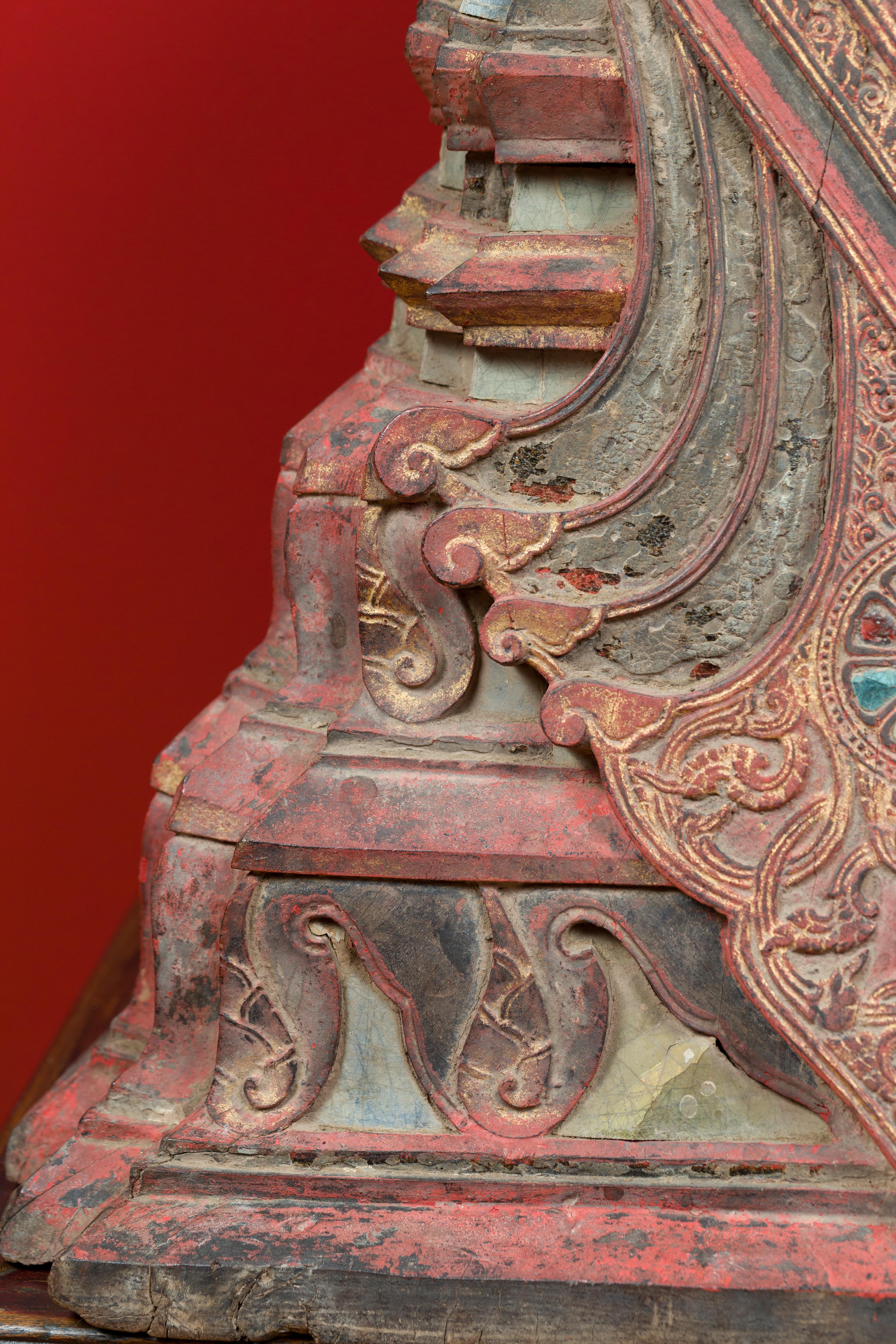 Thai 18th Century Carved Teak Seated Buddha Calling the Earth to Witness 4