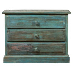 Thai 1950s Vintage Clothing Chest with Seafoam Teal Patina and Three Drawers