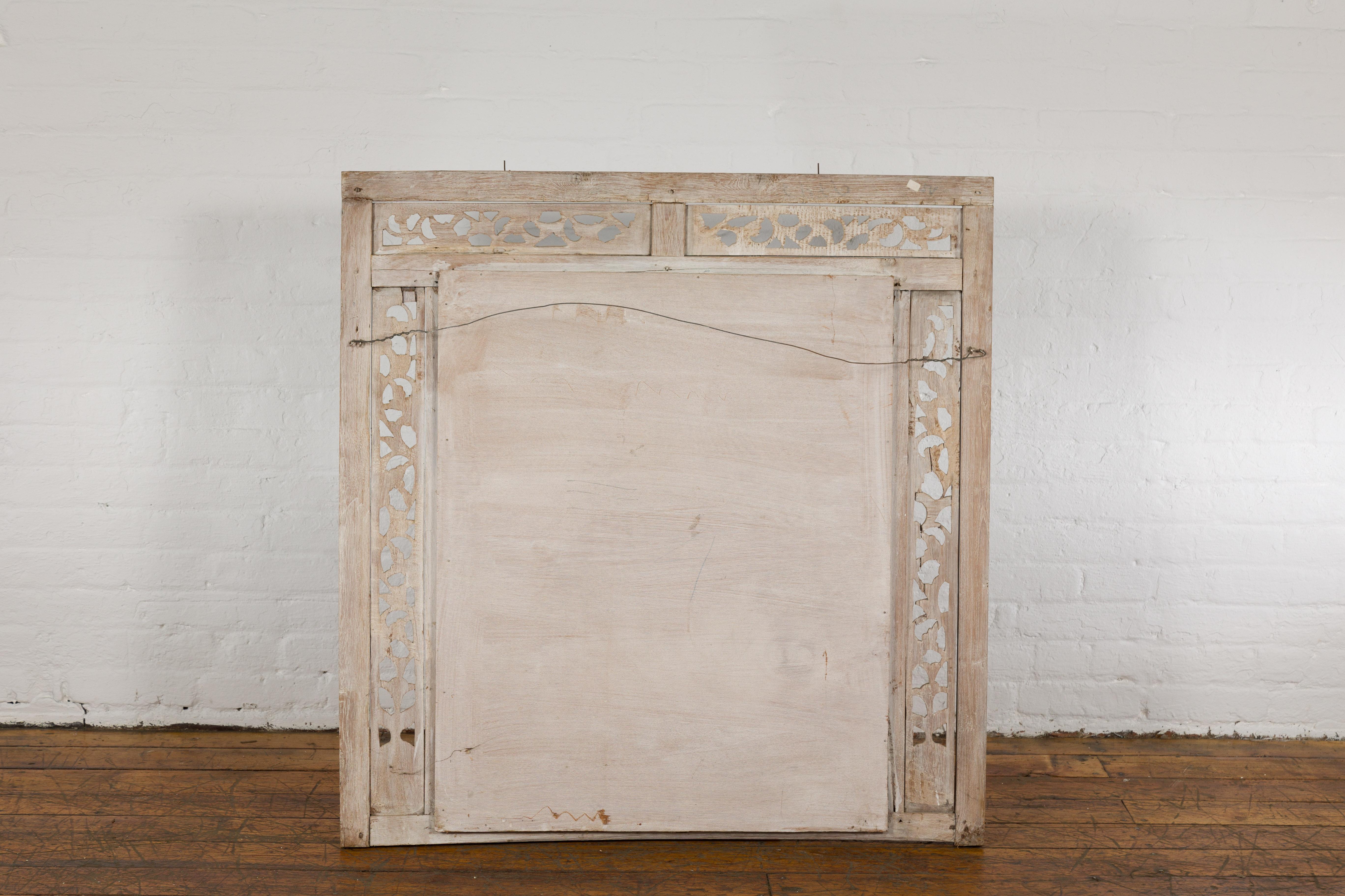 19th Century Antique Mirror with Carved Wooden Frame For Sale 8