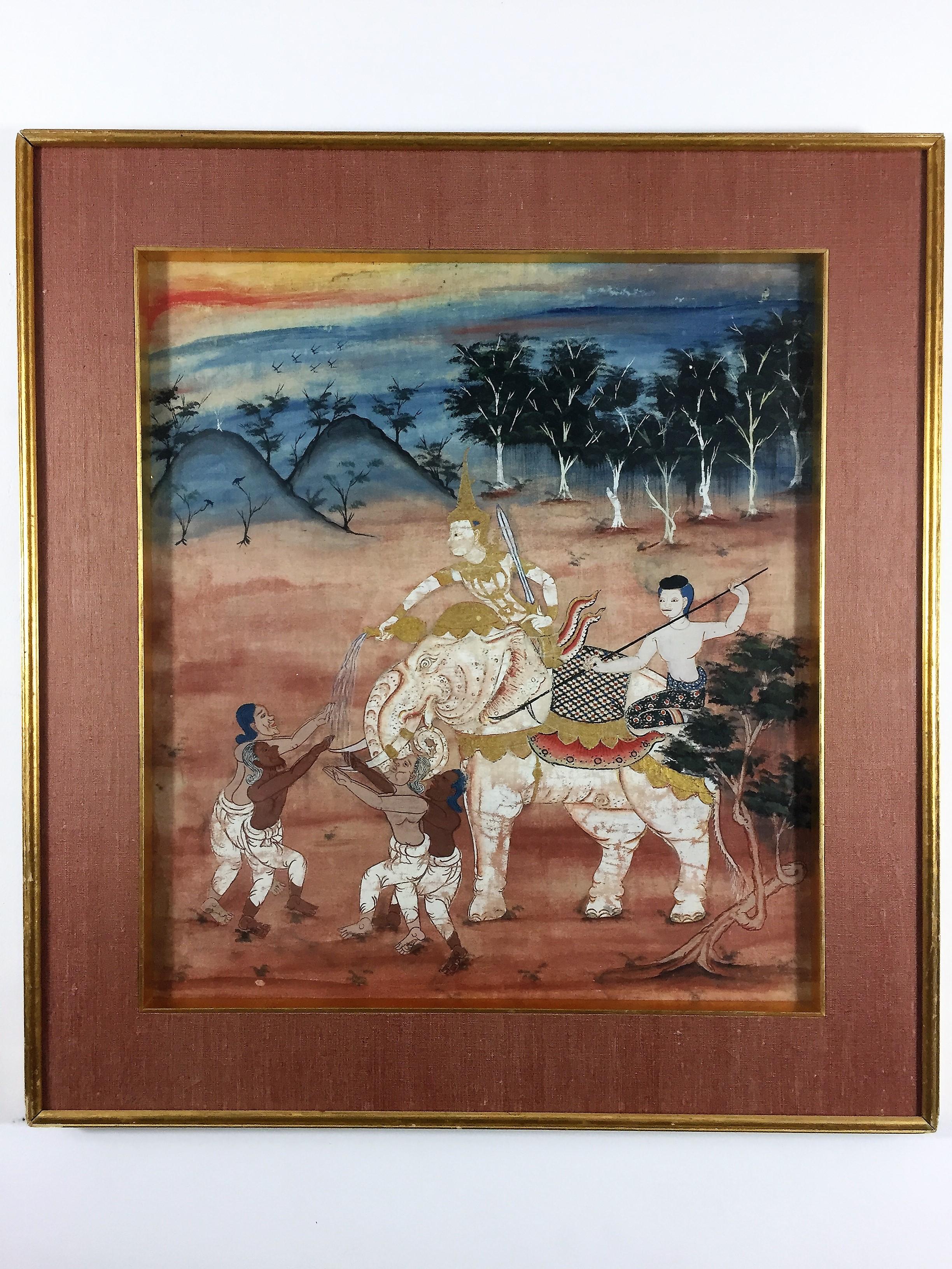 Thai Art Set of Three Paintings from Rattanakosin Jatakas, 18th-19th Century 2