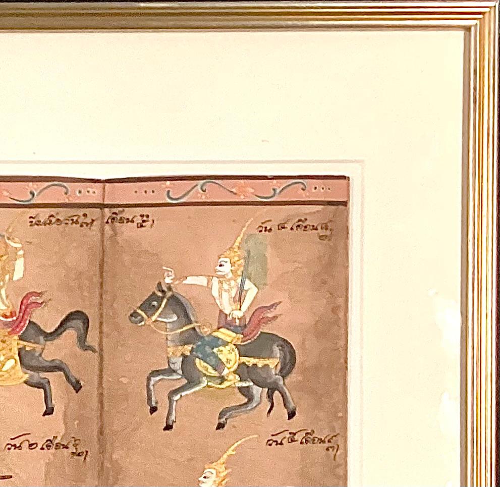 Thailändisches Astrologisches Kalender, Aquarell auf Papier, Gemälde, gerahmt (Sonstiges) im Angebot