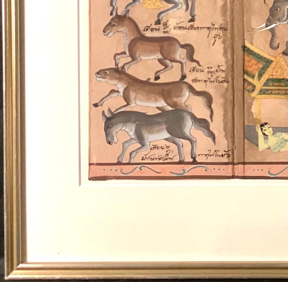 Thailändisches Astrologisches Kalender, Aquarell auf Papier, Gemälde, gerahmt im Zustand „Gut“ im Angebot in Bradenton, FL