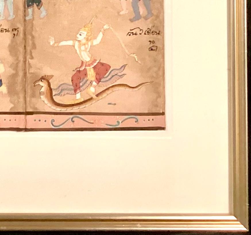 Thailändisches Astrologisches Kalender, Aquarell auf Papier, Gemälde, gerahmt (19. Jahrhundert) im Angebot