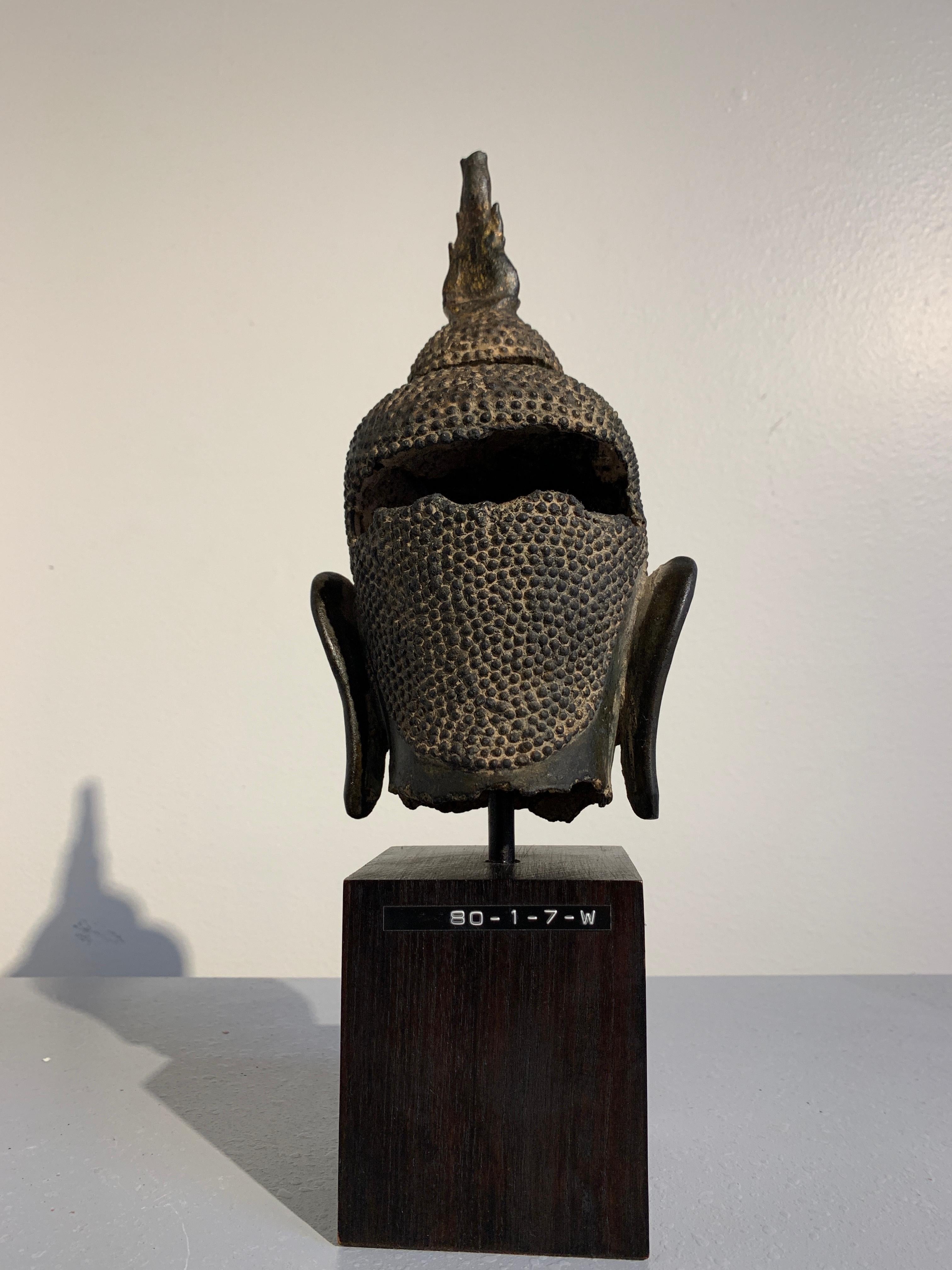 antique bronze buddha head