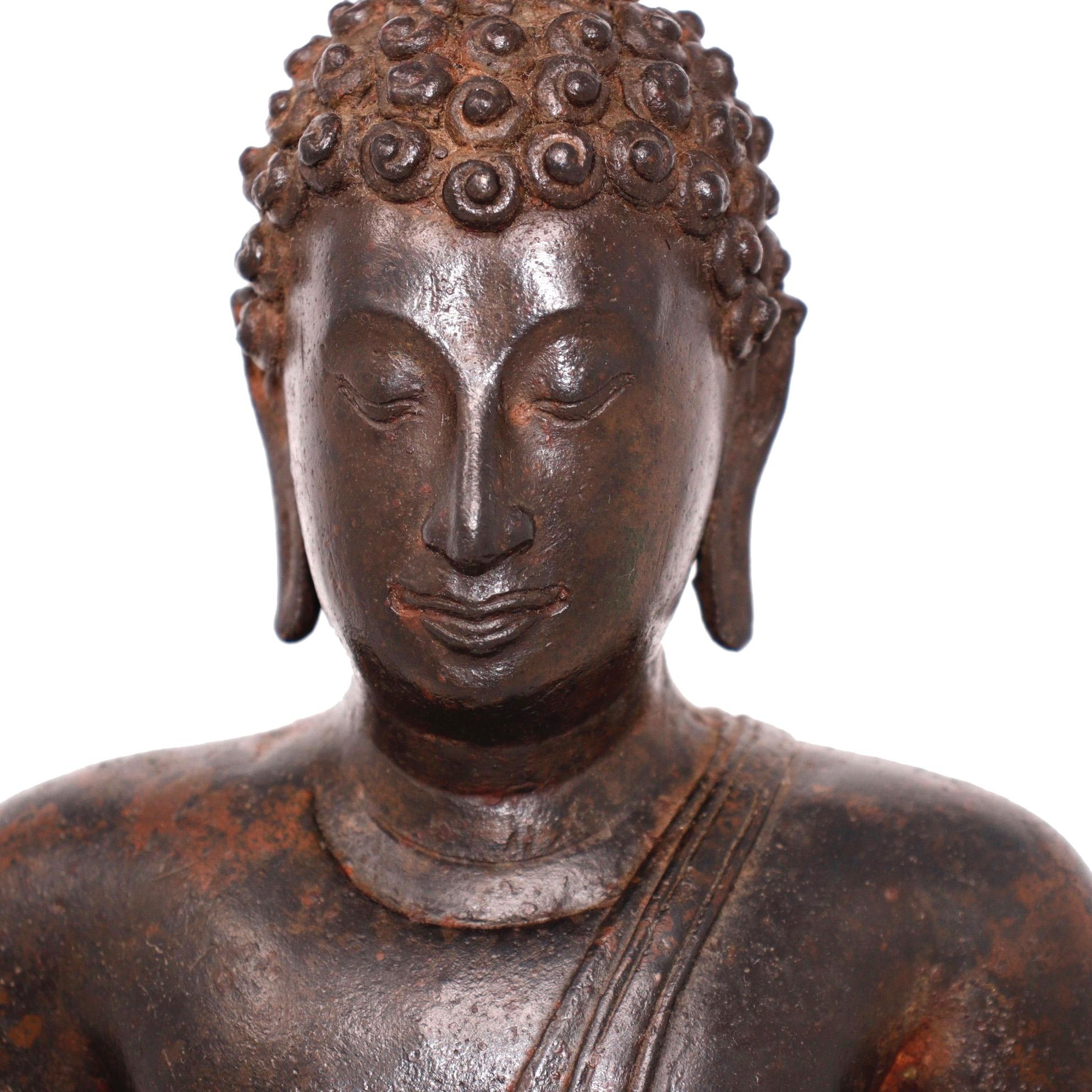 Thai Ayutthaya Bronze Seated Buddha Figure, 14th-15th Century 7
