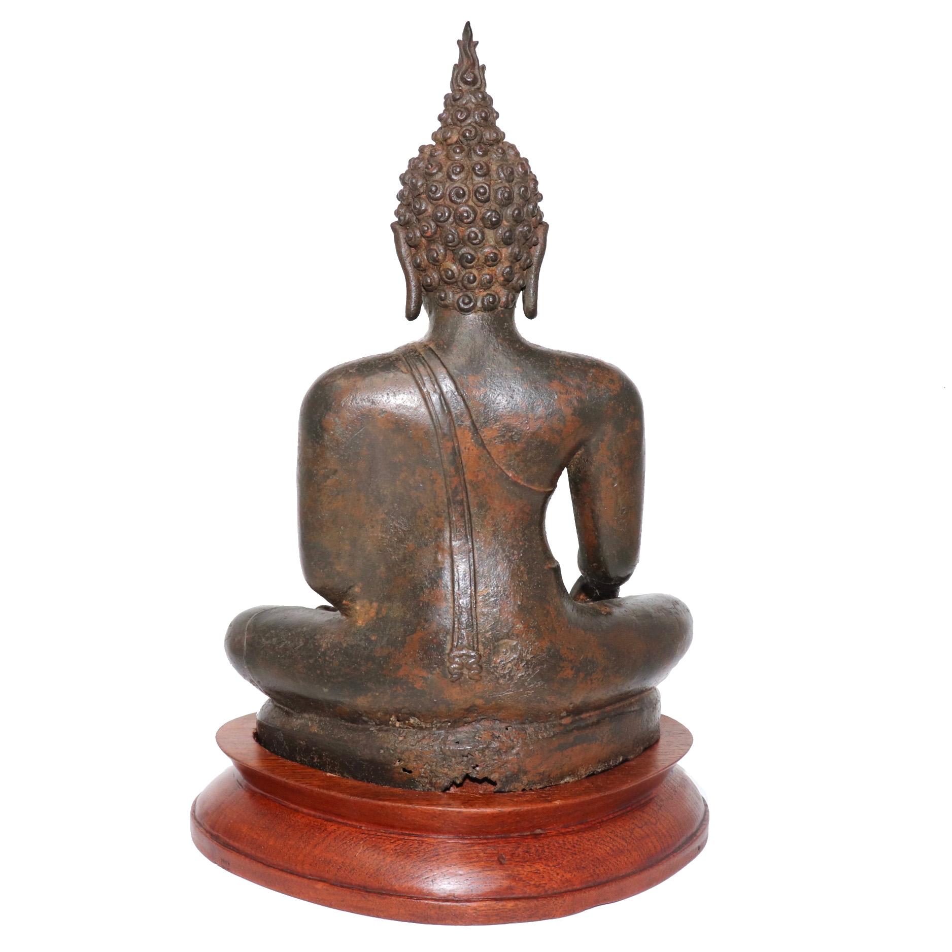 Thai Ayutthaya Bronze Seated Buddha Figure, 14th-15th Century 1