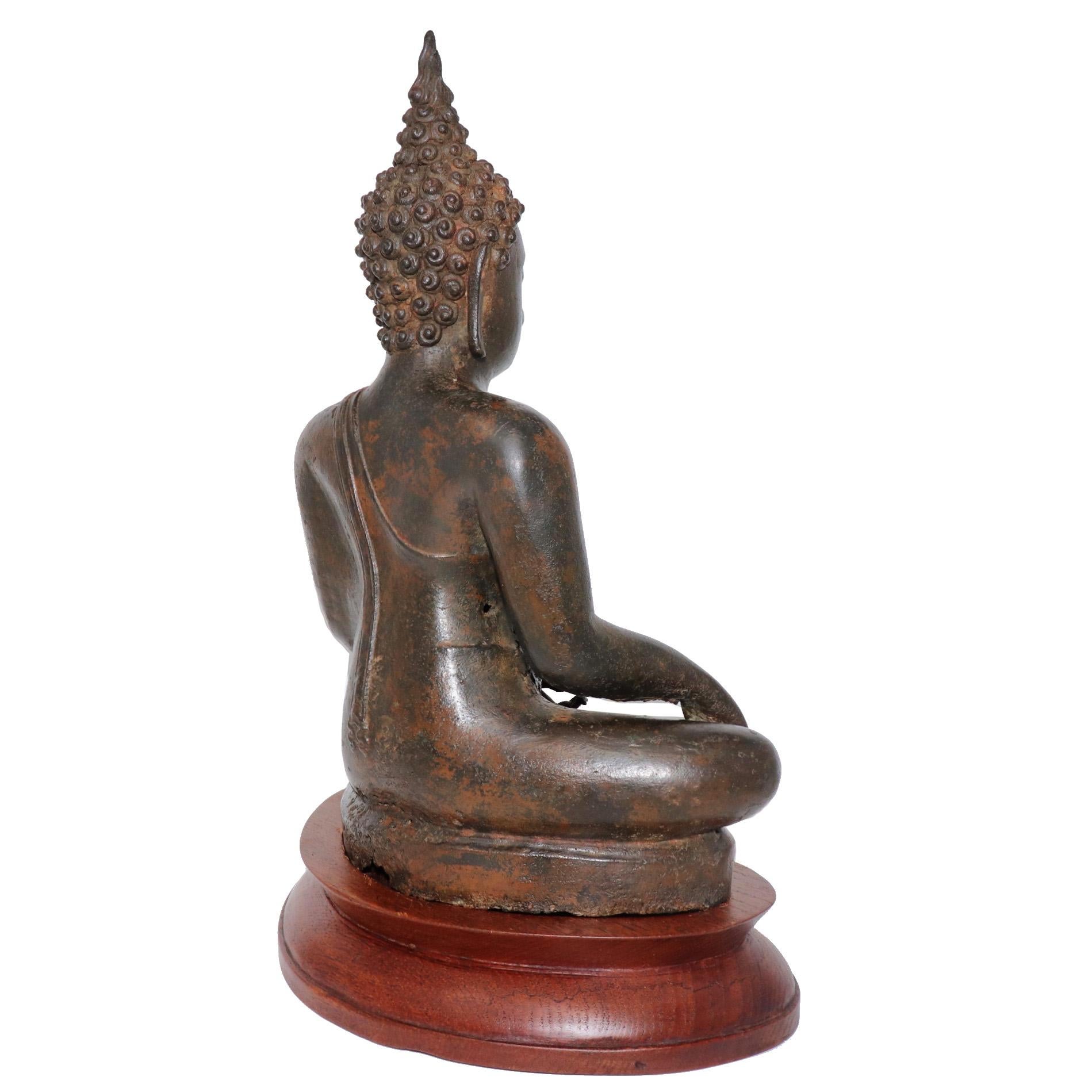 Thai Ayutthaya Bronze Seated Buddha Figure, 14th-15th Century 2