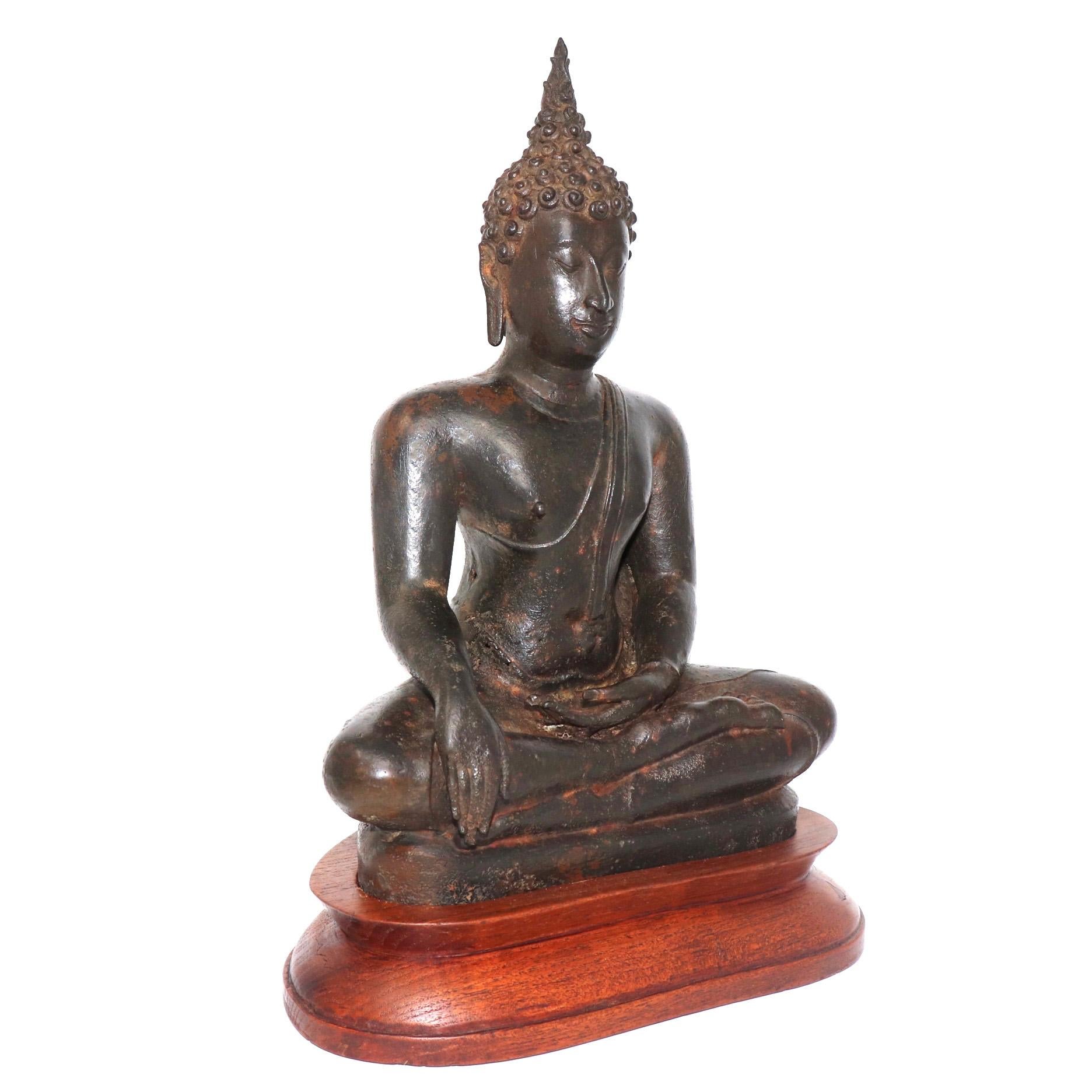 Thai Ayutthaya Bronze Seated Buddha Figure, 14th-15th Century 4