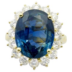 Thai Blue Sapphire with Diamond Ring set in 18K Gold Settings