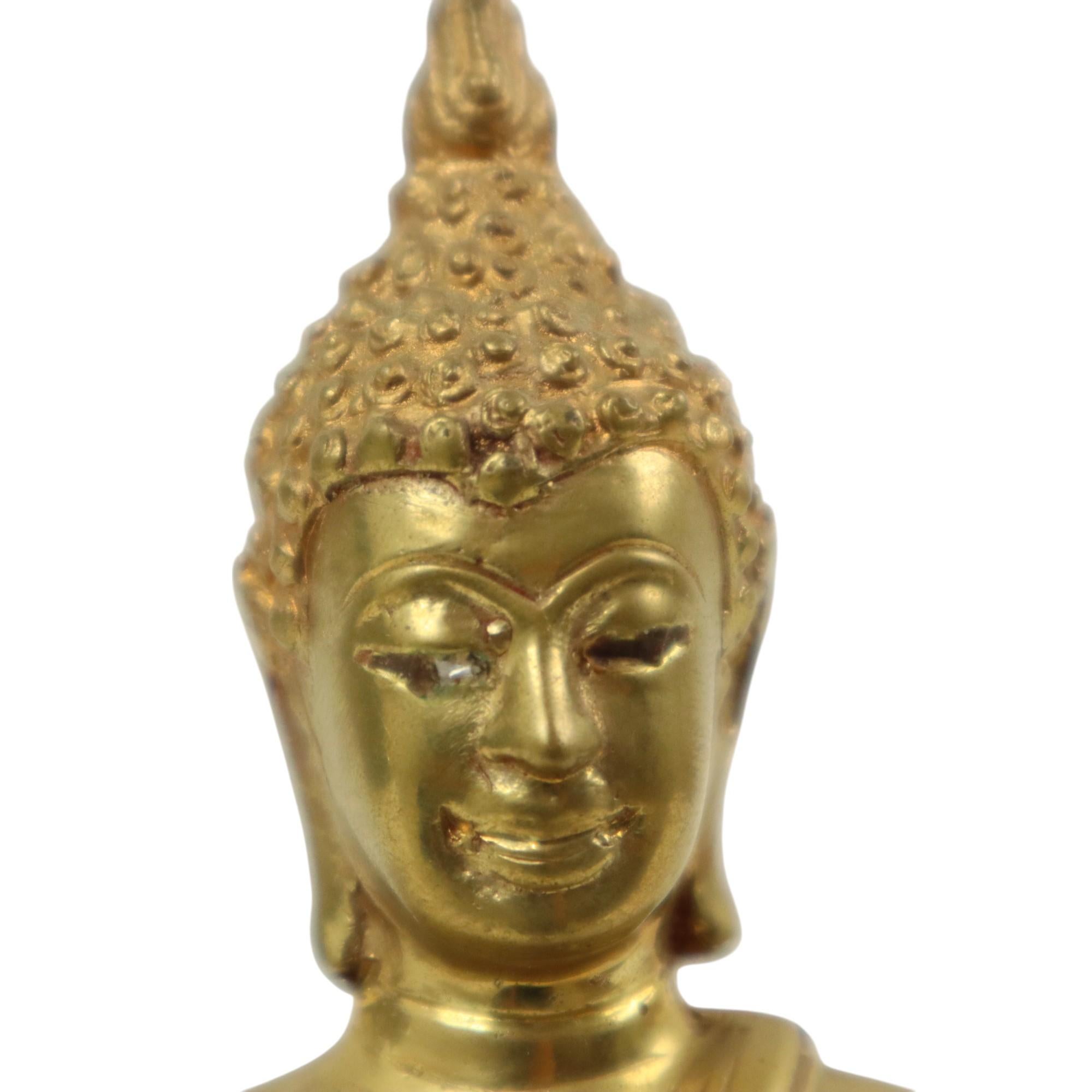 Statua di Buddha in ottone tailandese Scultura seduta Dhyana Mudra in vendita 4