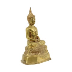 Thai Brass Buddha Statue Sculpture Sitting Dhyana Mudra