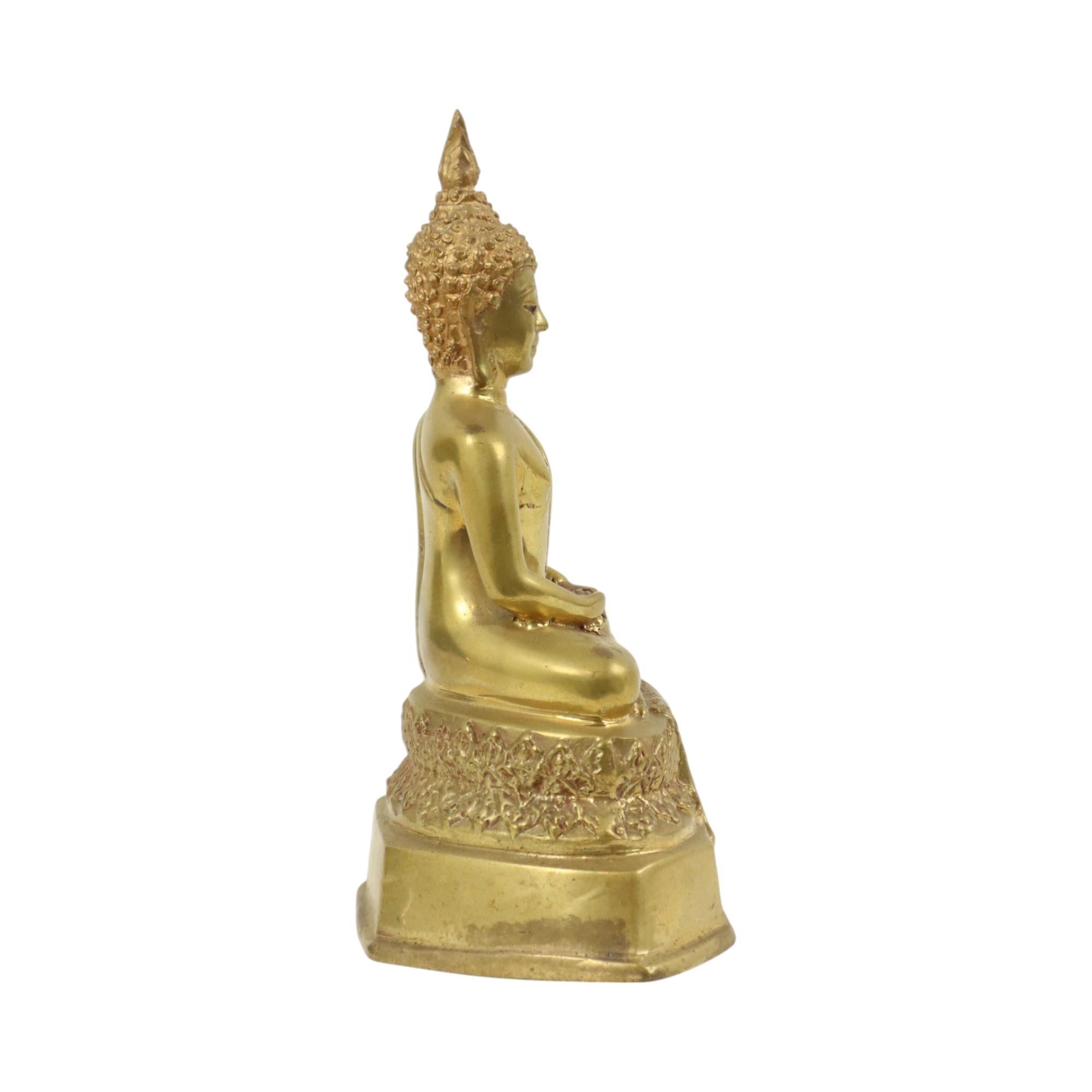 Thailandese Statua di Buddha in ottone tailandese Scultura seduta Dhyana Mudra in vendita