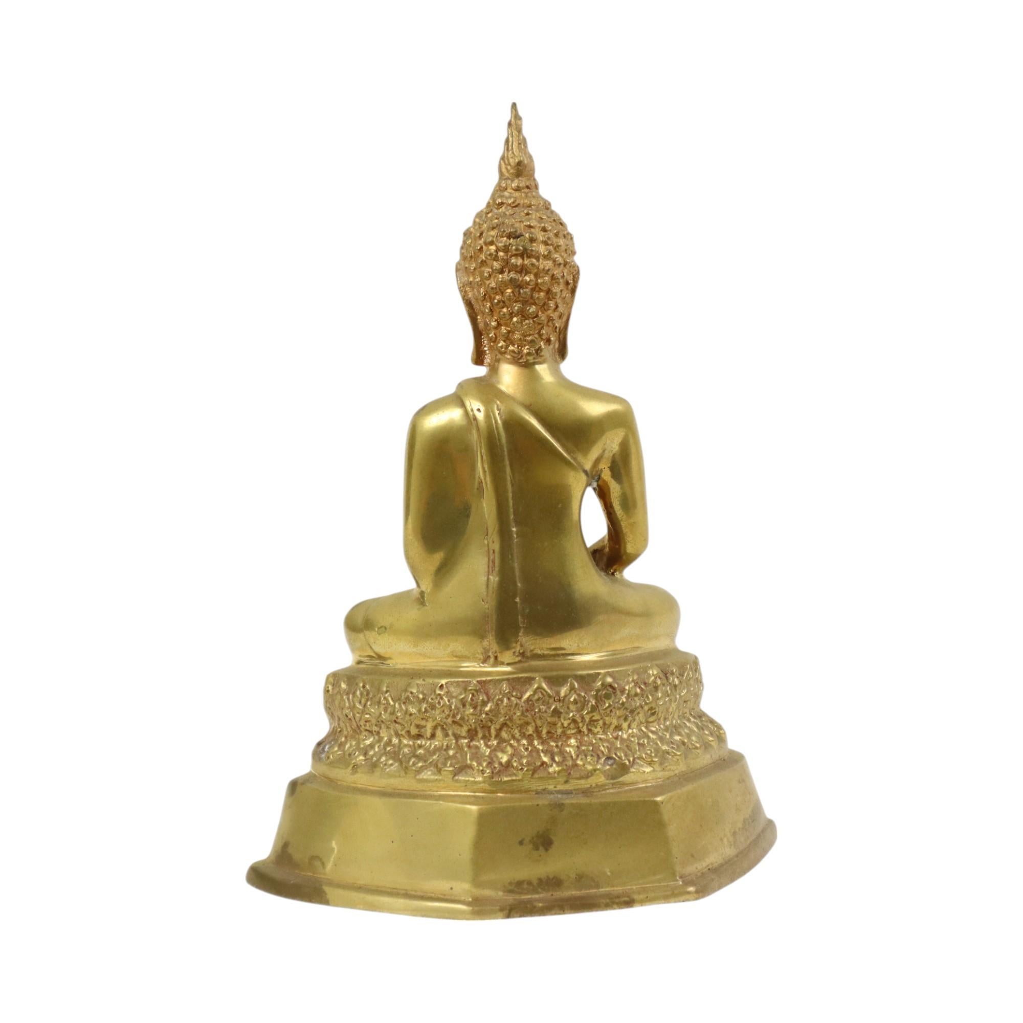 Calco Statua di Buddha in ottone tailandese Scultura seduta Dhyana Mudra in vendita