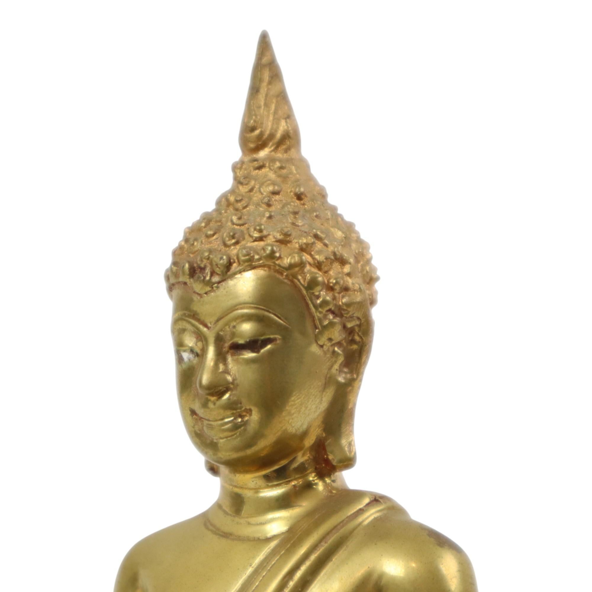 Ottone Statua di Buddha in ottone tailandese Scultura seduta Dhyana Mudra in vendita