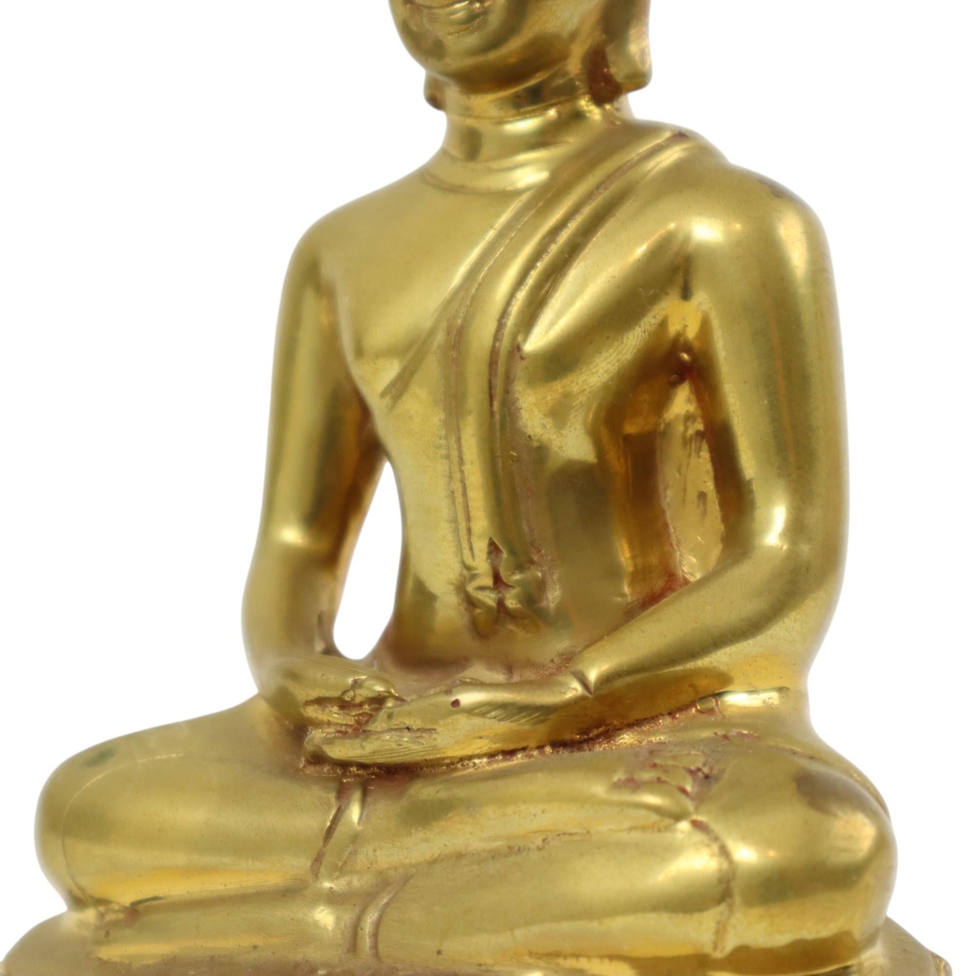Statua di Buddha in ottone tailandese Scultura seduta Dhyana Mudra in vendita 1