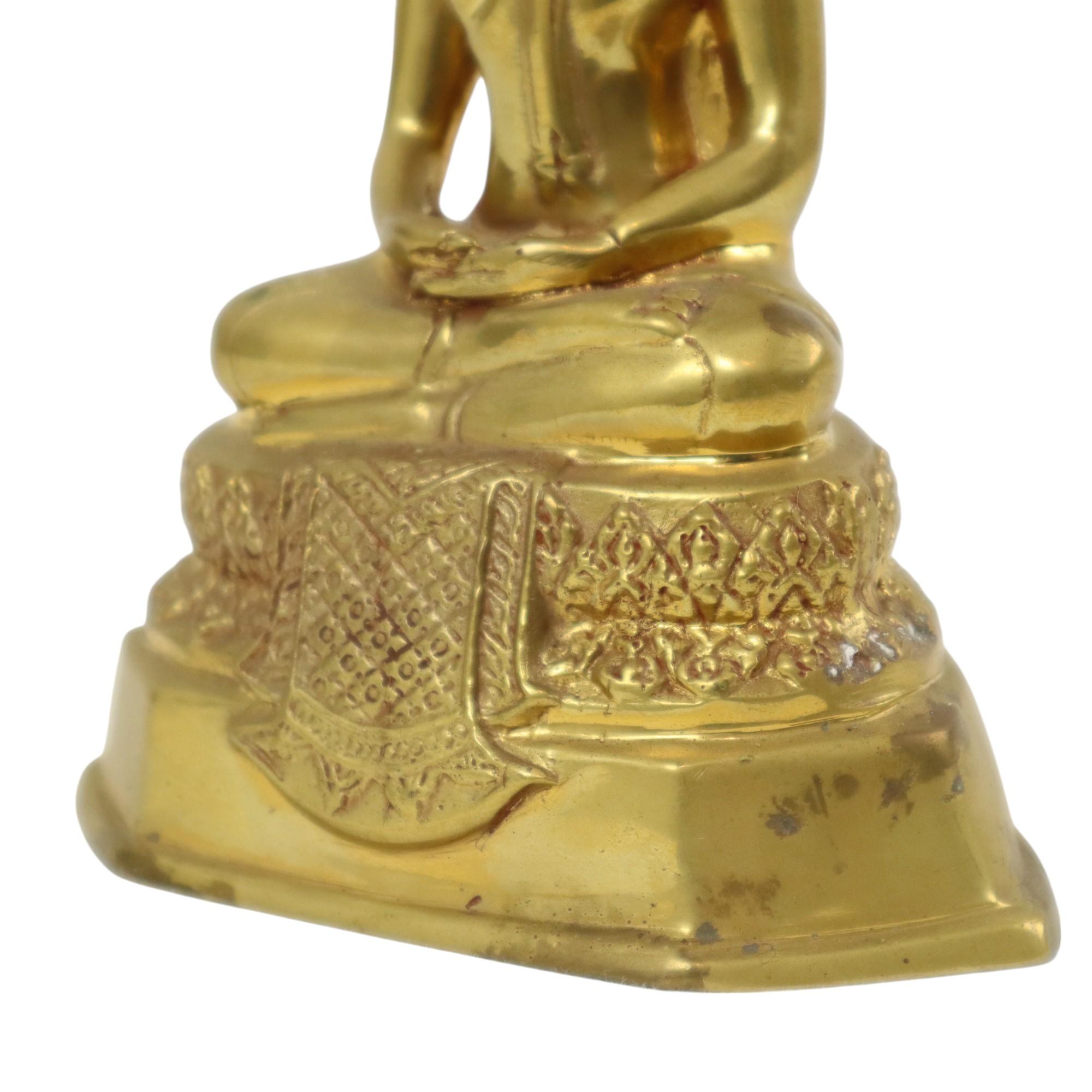 Statua di Buddha in ottone tailandese Scultura seduta Dhyana Mudra in vendita 2