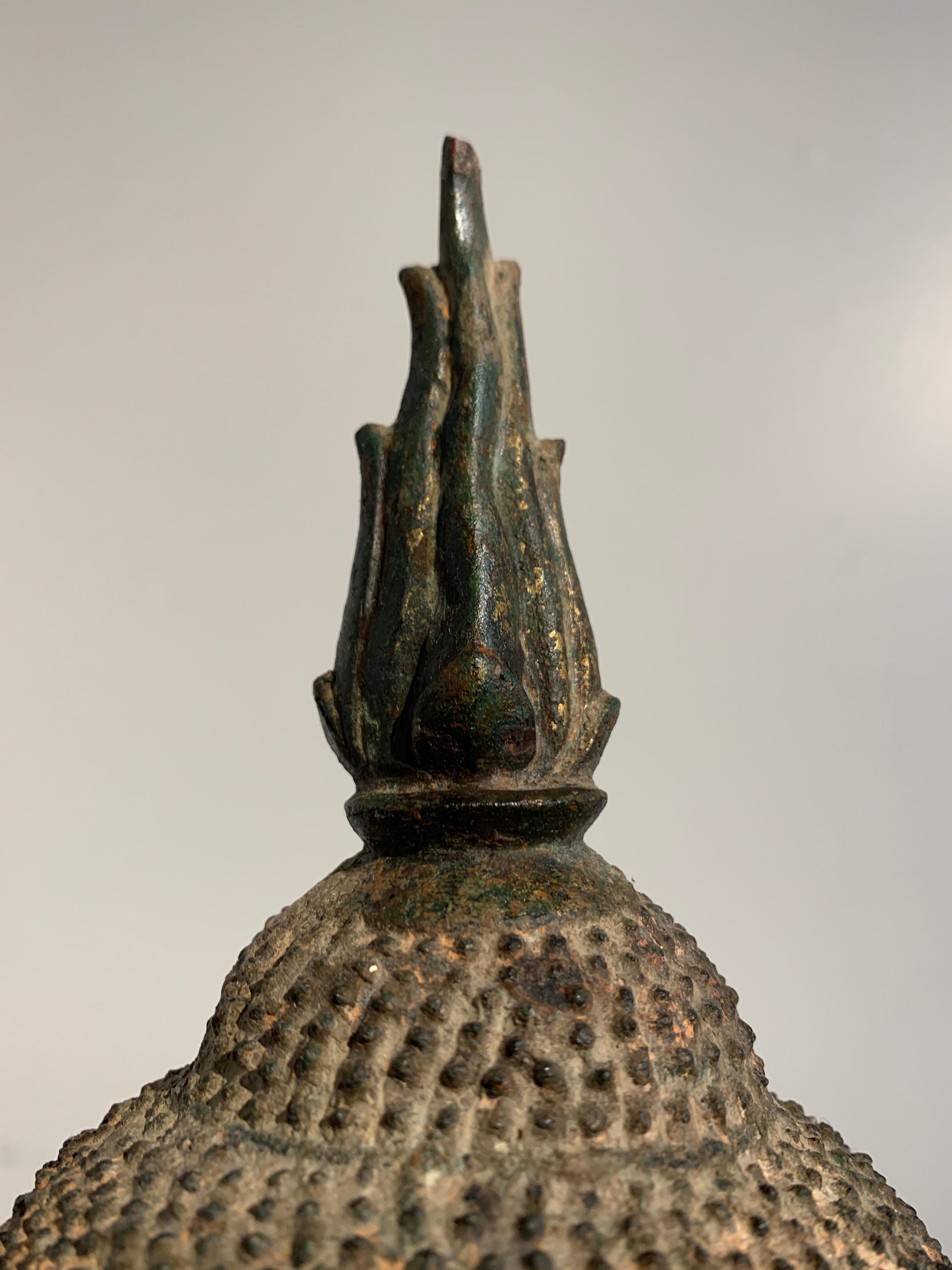 Thai Bronze Buddha Head, Ayutthaya Kingdom, U-Thong a Style, 14th Century 6