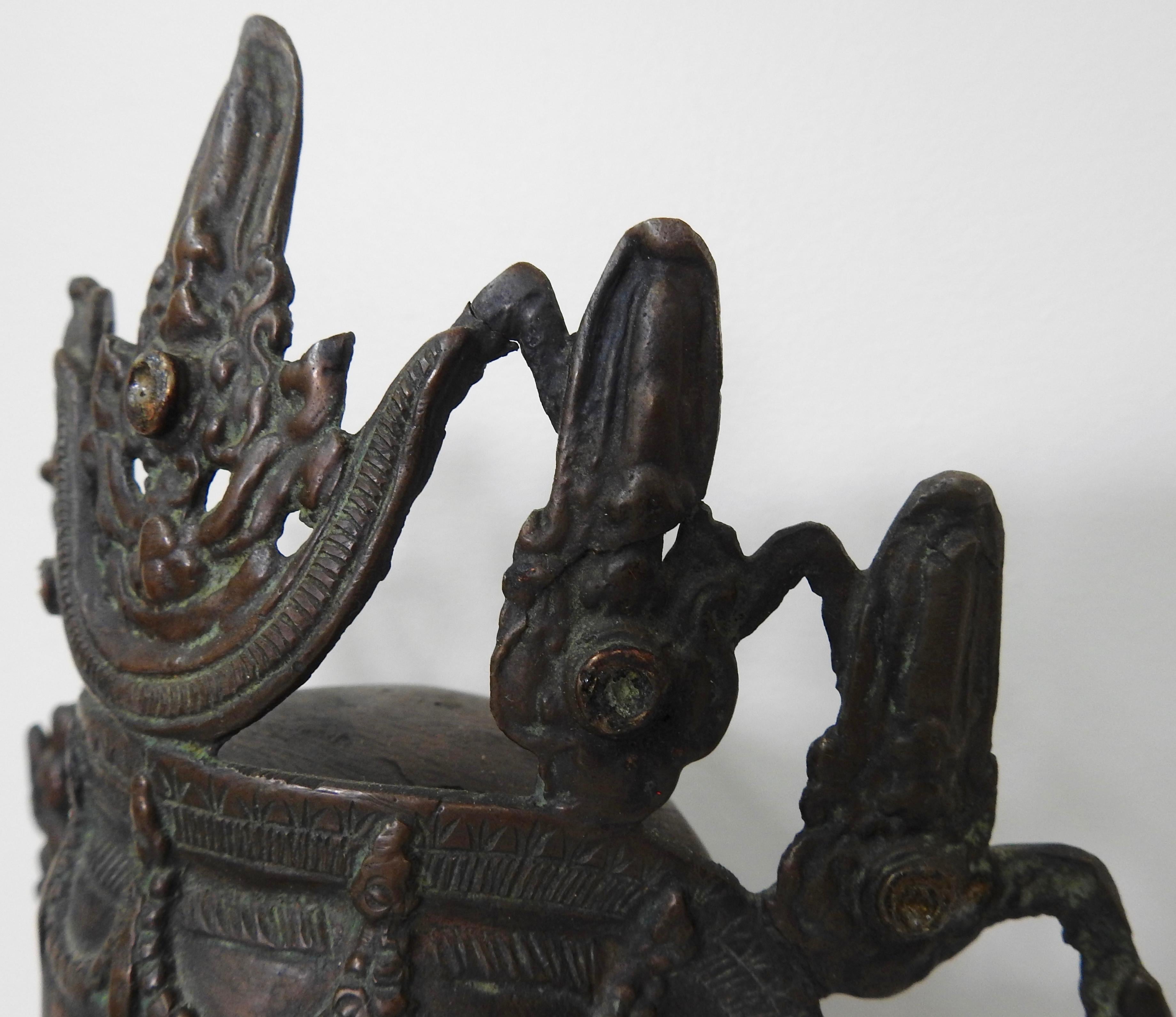 Thai Bronze Buddha Head from India, Vintage For Sale 4
